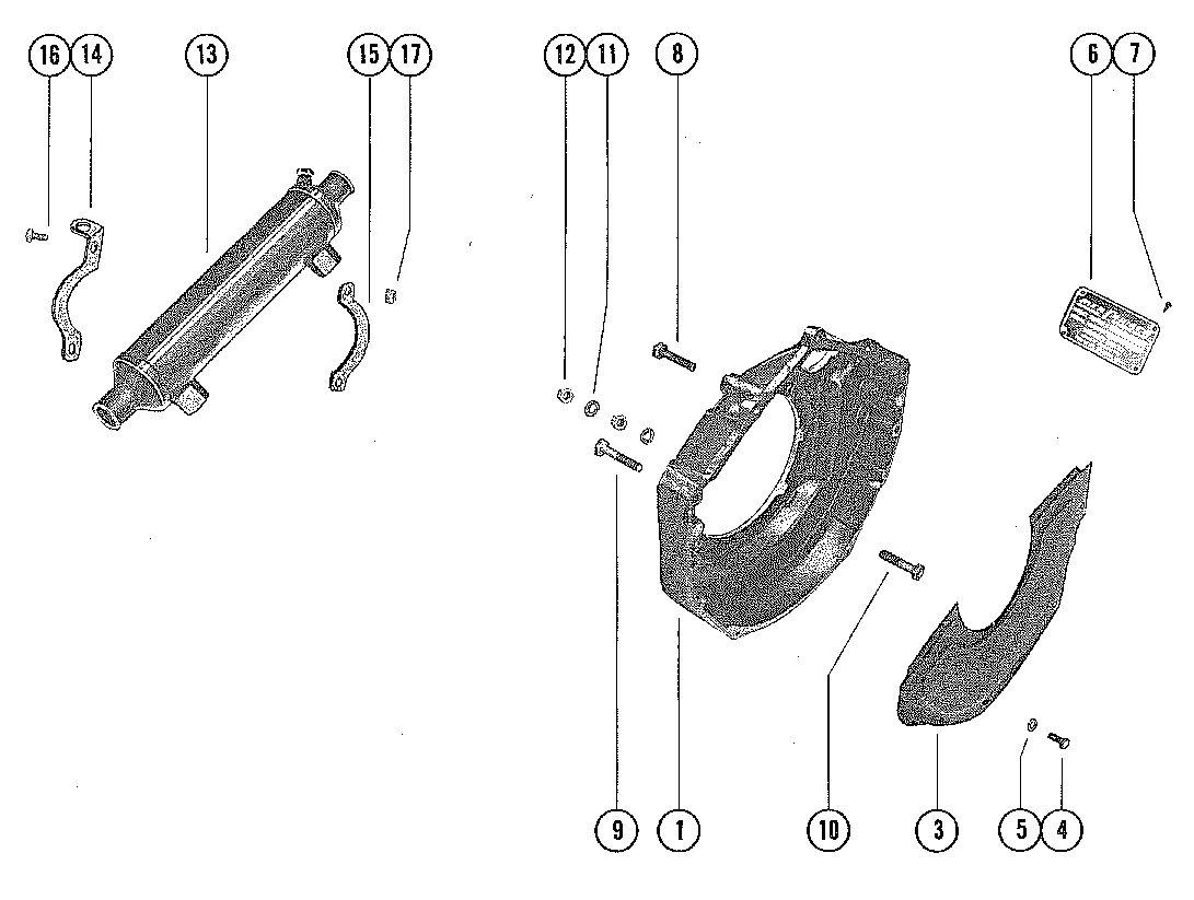 MERCRUISER 255 ENGINE FLYWHEEL HOUSING AND OIL COOLER