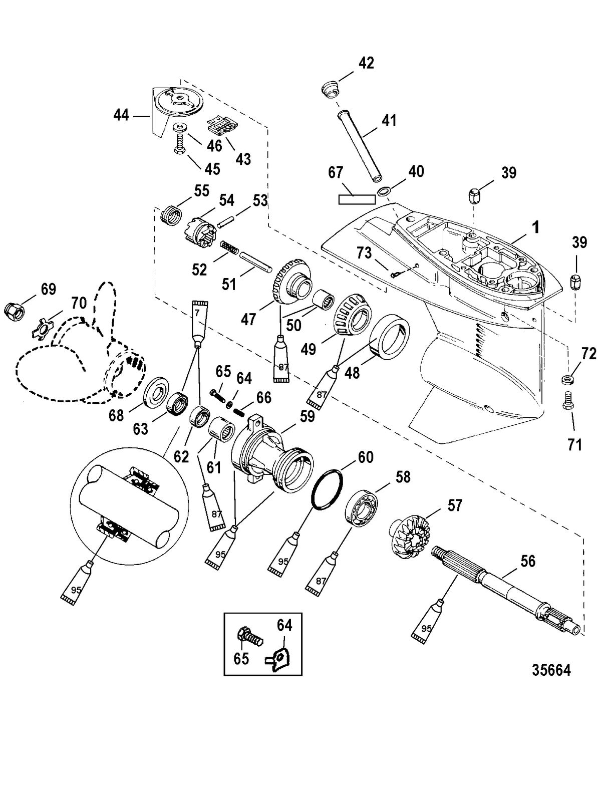 MERCURY 25 (4- STROKE) Gear Housing, Propeller Shaft - 2.41:1 Gear Ratio