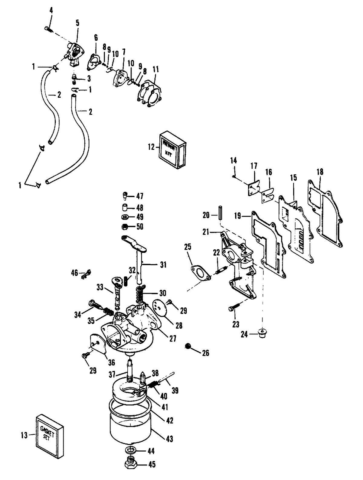 FORCE 9.9/15 H.P. CARBURETOR (9.9 & 15) (84A THRU 87A MODELS)
