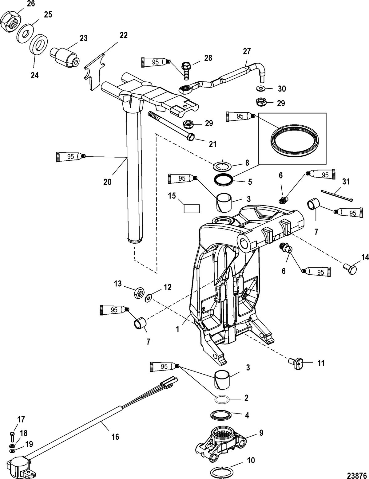MERCURY/MARINER 135/150/175 DFI - 2.5L Swivel Bracket and Steering Arm