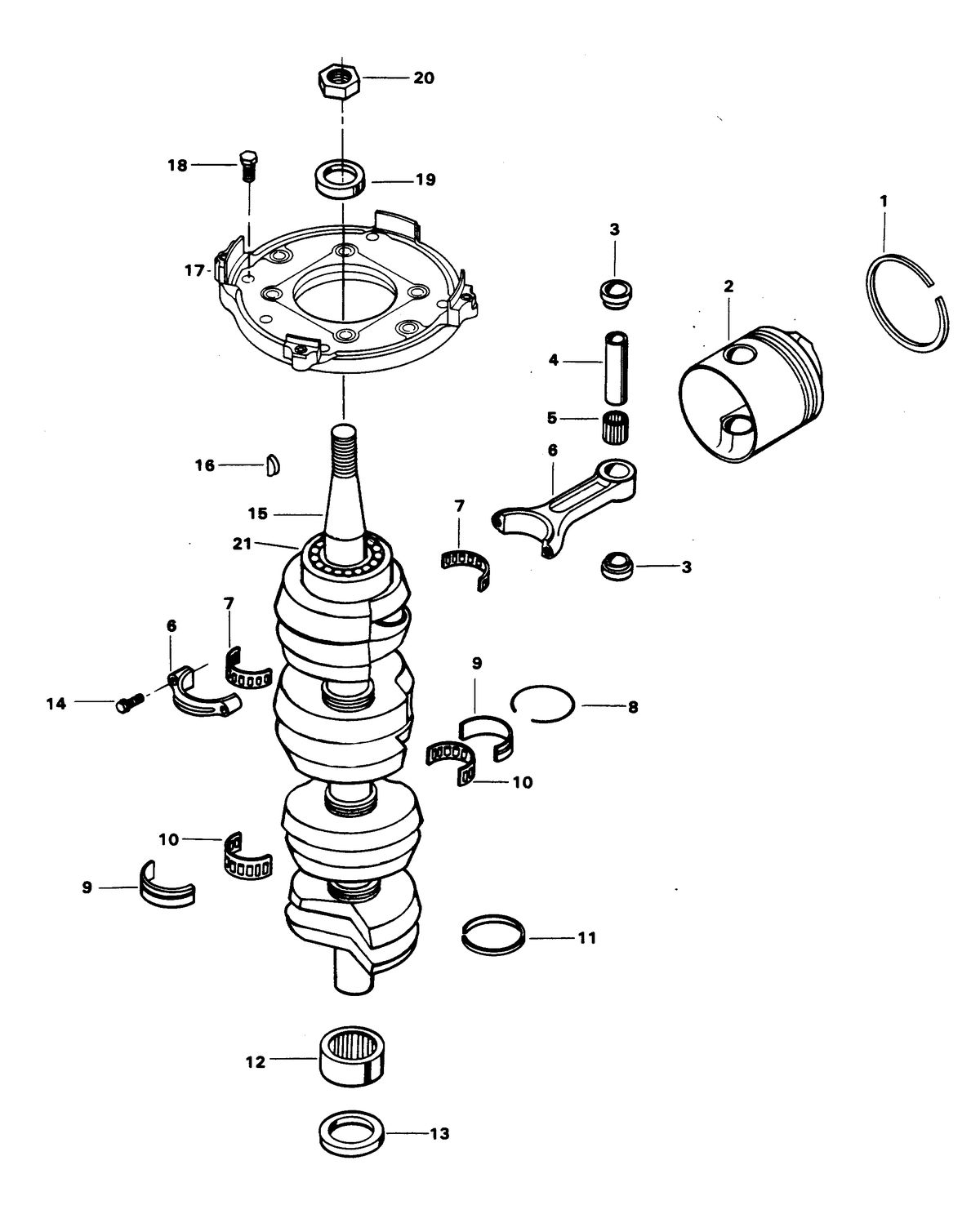 CHRYSLER 125 H.P. CRANKSHAFT AND PISTON GROUP