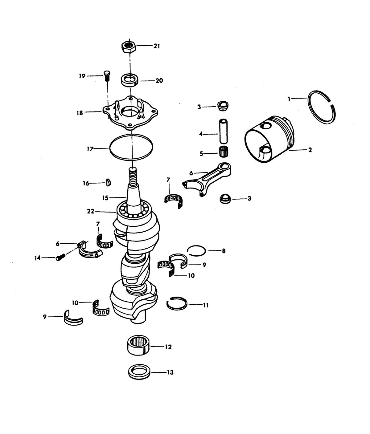 CHRYSLER 75 H.P. TWIN CRANKSHAFT AND PISTON GROUP