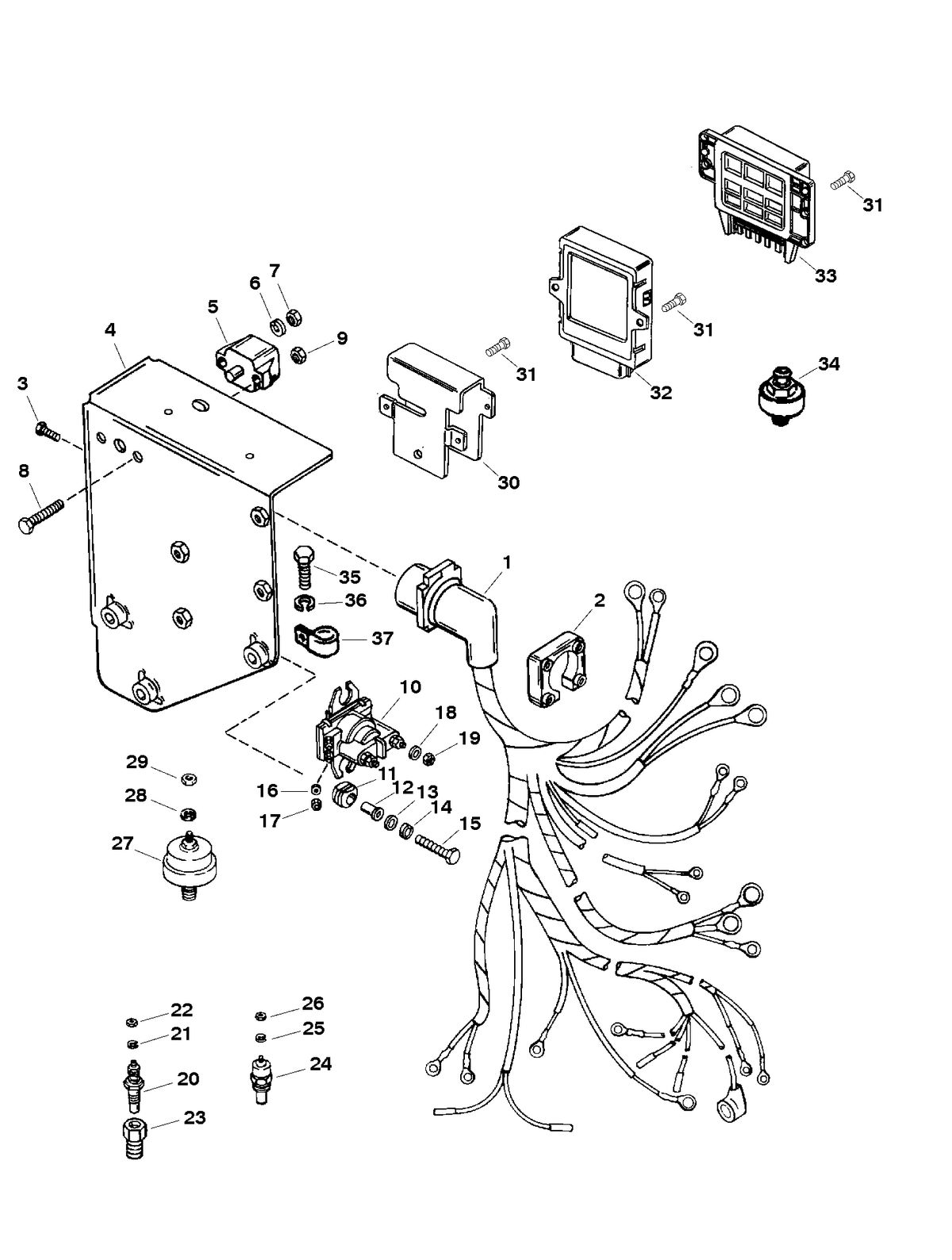 MERCRUISER 800 SC ENGINE ELECTRICAL COMPONENTS (SERIAL # 0K000223 AND UP)