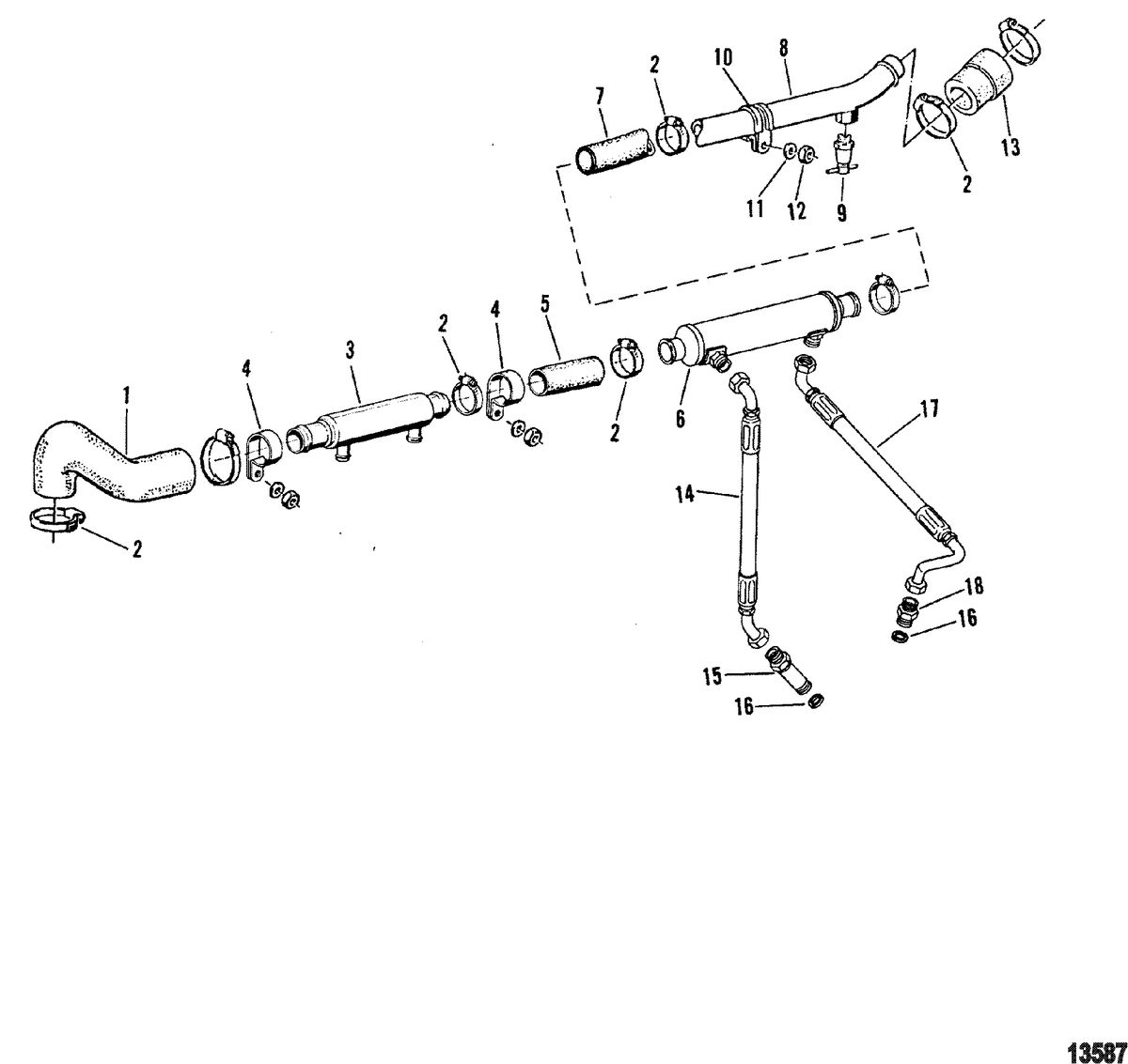MERCRUISER 530 D-TA / 636 D -TA D183 TURBO AC/D219AC Oil Cooler And Hoses(6 CYL  New Design)