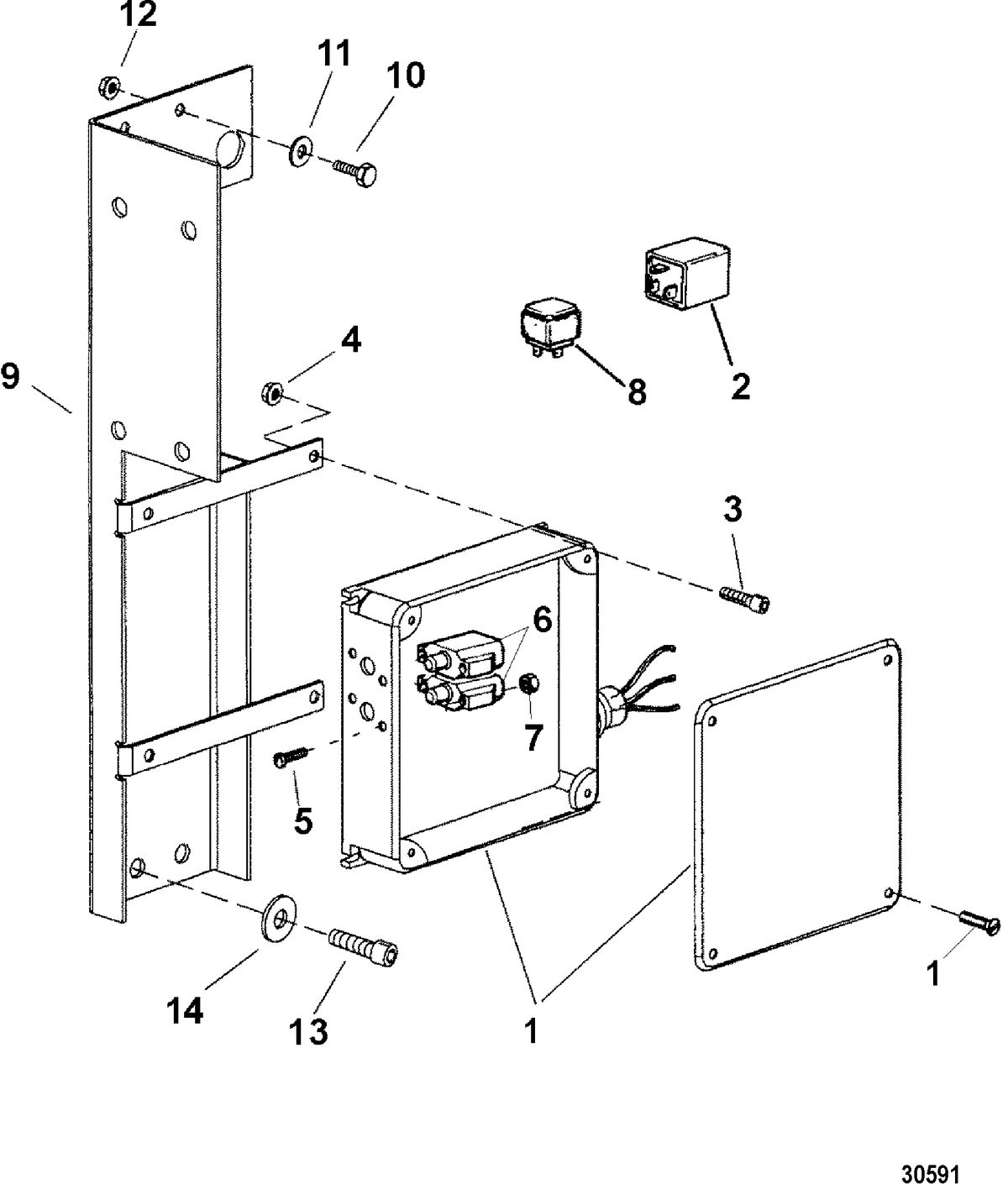 MERCRUISER D4.2L/200-LD ELECTRICAL BOX AND COMPONENTS