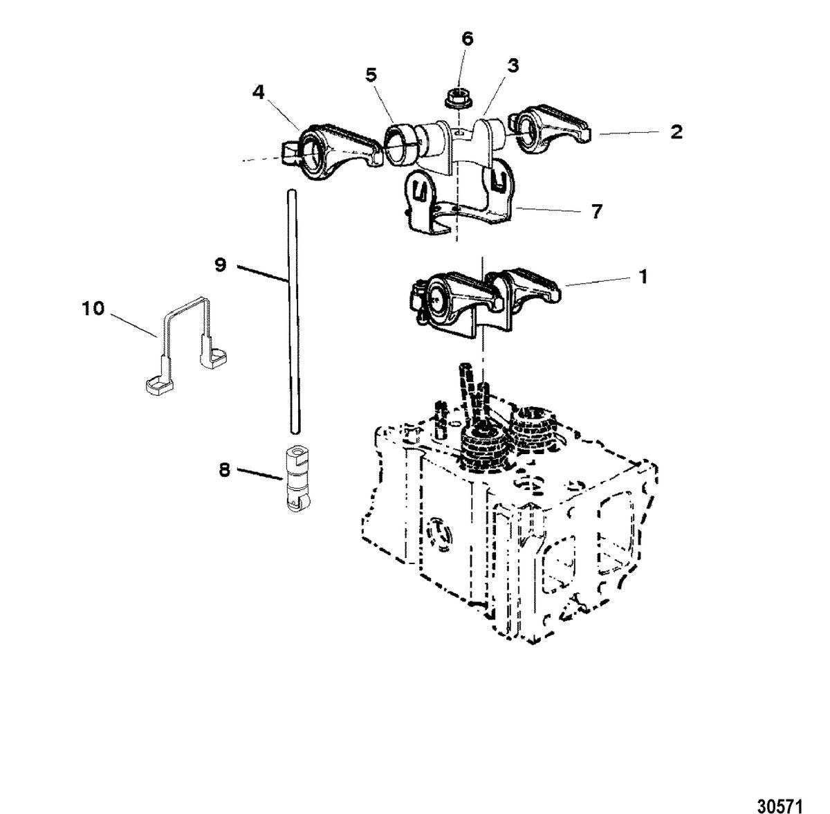 MERCRUISER D4.2L/200-LD ROCKER ARM AND LIFTERS