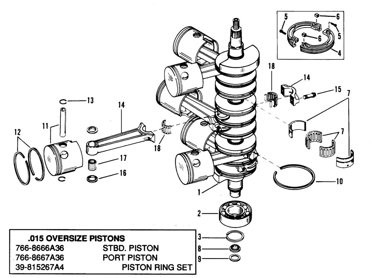 MARINER 175 SKI (EFI) CRANKSHAFT, PISTONS AND CONNECTING RODS