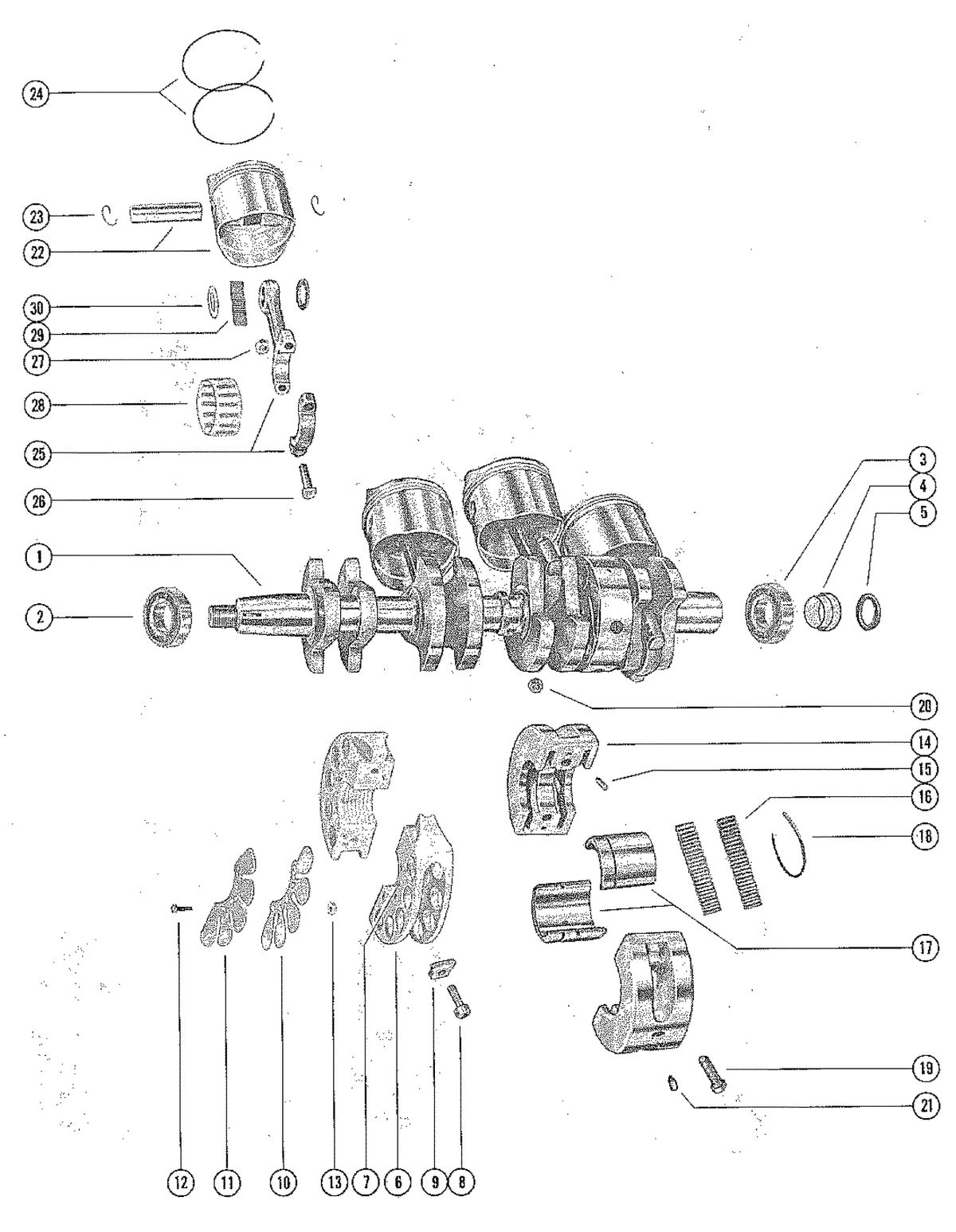 MERCURY MERC 850 (4 CYLINDER) CRANKSHAFT, PISTON AND CONNECTING ROD