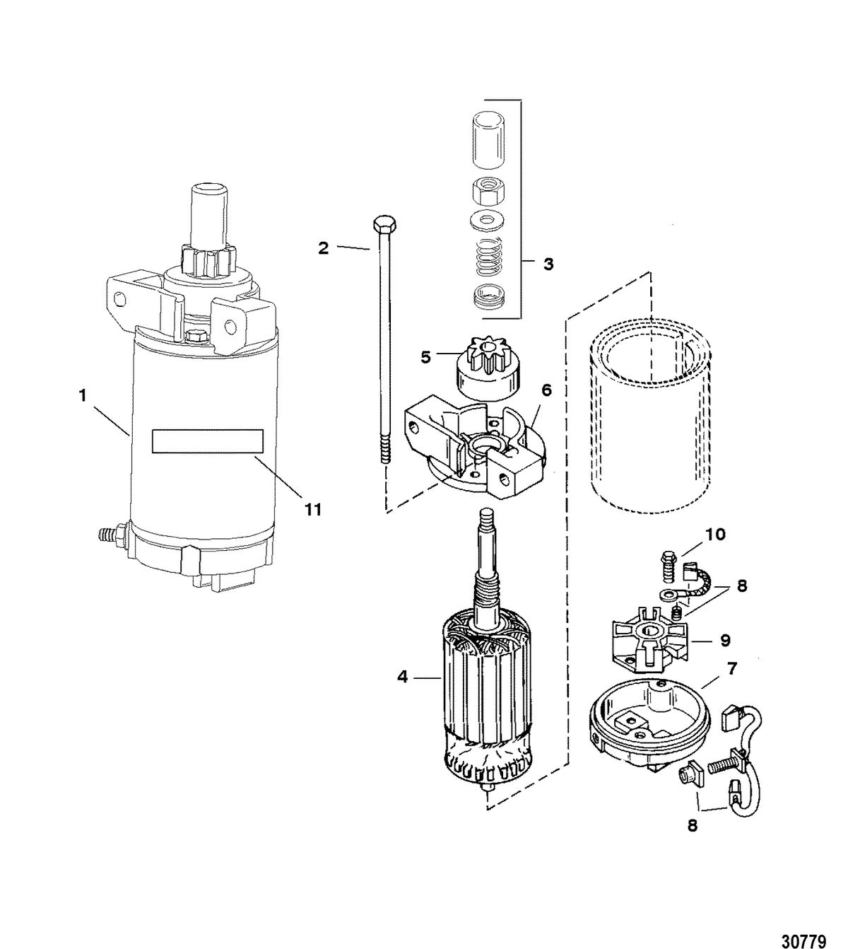 MERCURY/MARINER 40/50/60 (4 CYLINDER) CARB 4-STROKE STARTER MOTOR