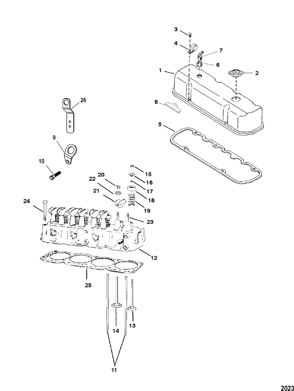 MERCRUISER 3.0L ALPHA ONE Cylinder Head and Rocker Cover