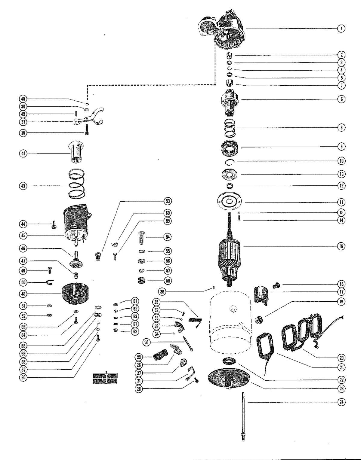 MERCRUISER 898 (STERN DRIVE) 198 (INBOARD) ENGINE STARTER MOTOR ASSEMBLY, COMPLETE (B-50-65784A1)