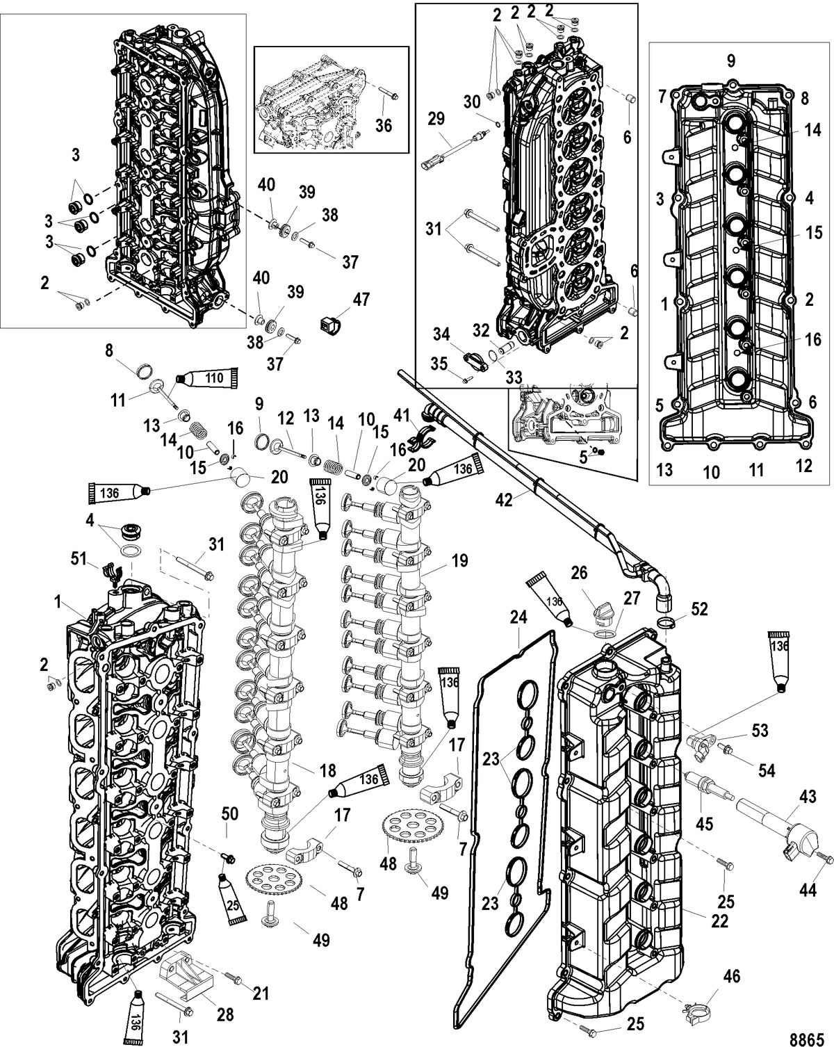 MERCURY/MARINER 200/225/250/275 4-STROKE VERADO Cylinder Head and Camshaft