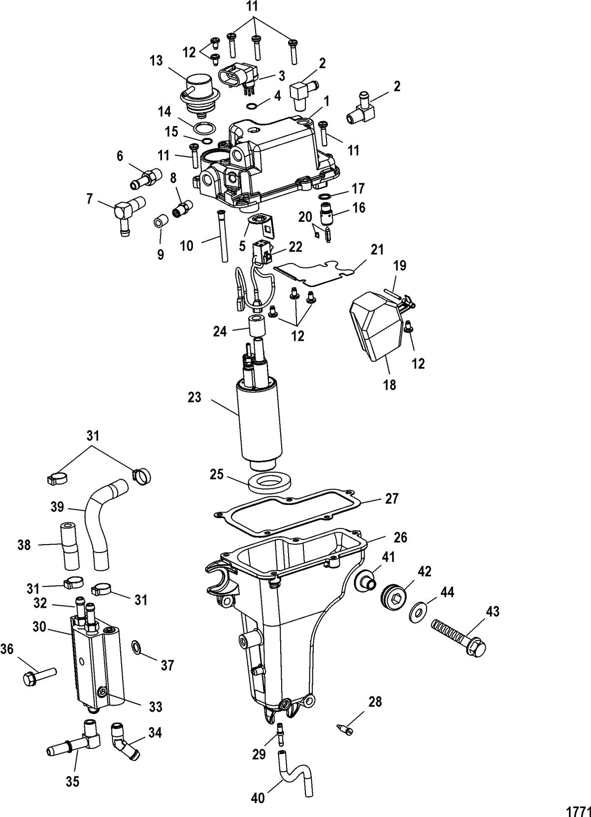 MERCURY/MARINER 40/50/60 EFI (4 CYLINDER) 4-STROKE Vapor Separator(USA-1B036613/BEL-0P340241 and below)