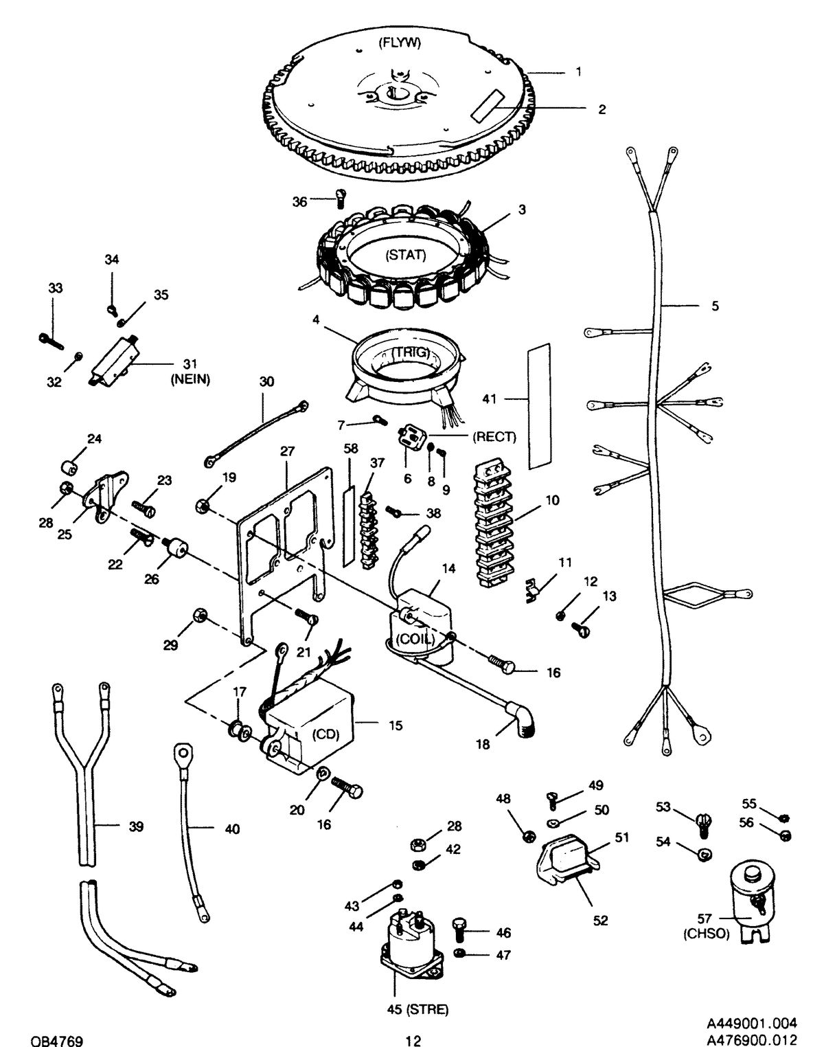 FORCE FORCE 1992 50 H.P. "A" MODELS ELECTRICAL COMPONENTS