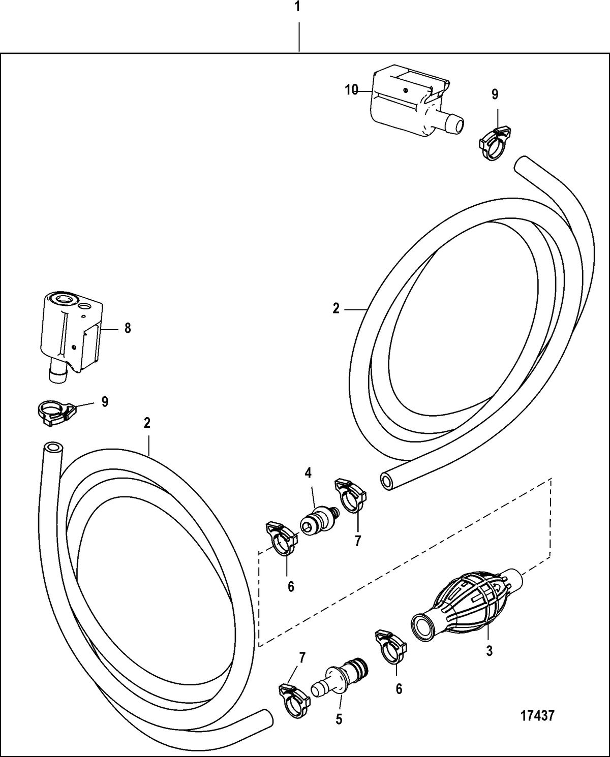 ACCESSORIES FUEL/OIL TANKS, LINES, FILTER KITS AND CORROSION Fuel Line Assembly (Dual Clip on Disconnect-Design II)