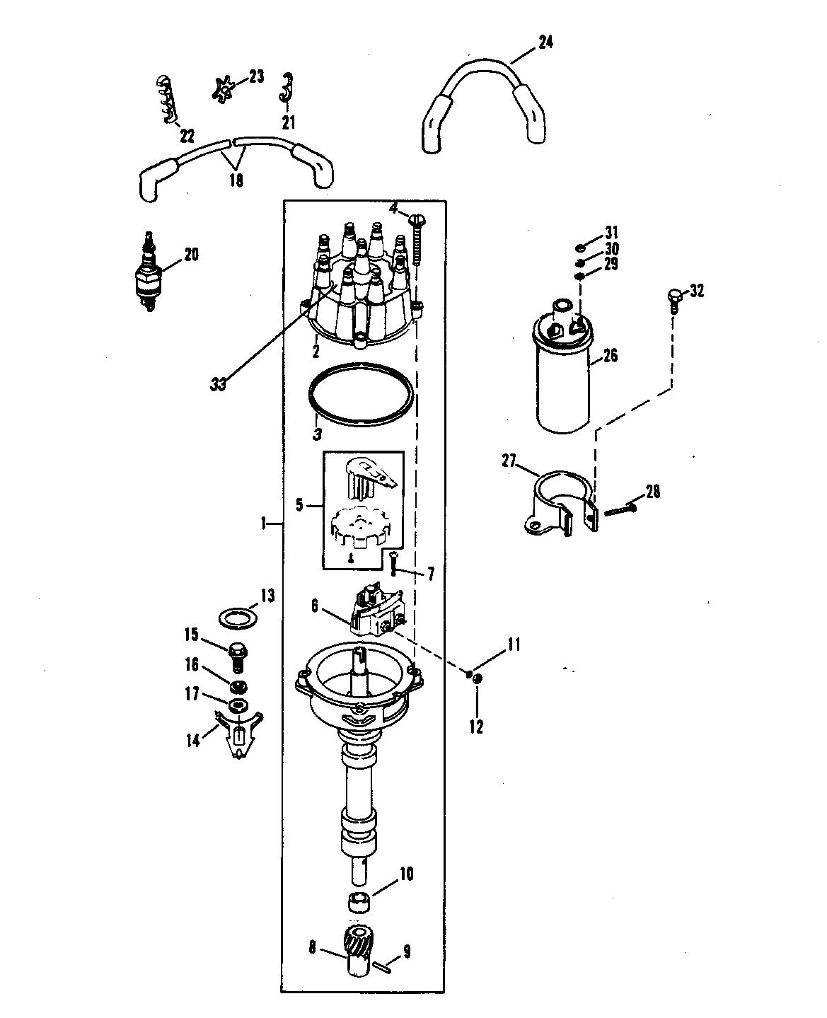 MERCRUISER 465 H.P. ENGINE DISTRIBUTOR AND IGNITION COMPONENTS