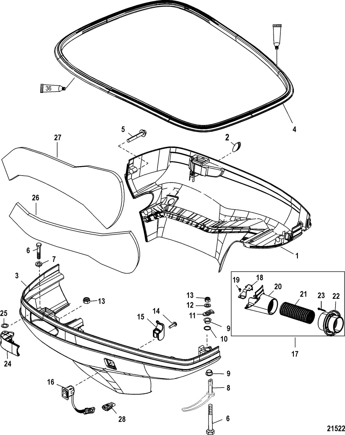RACE OUTBOARD 300XS (3.2L) Bottom Cowl