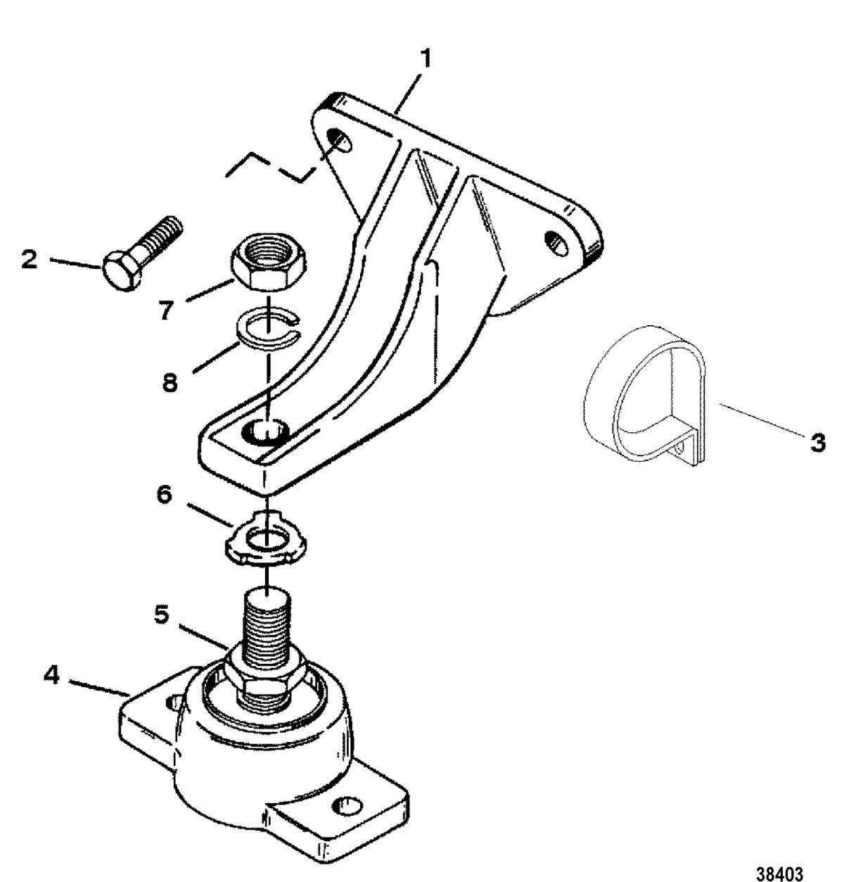 MERCRUISER 5.7L/LX 2BBL AND 4BBL TBI ALPHA/BRAVO ENGINE MOUNTING