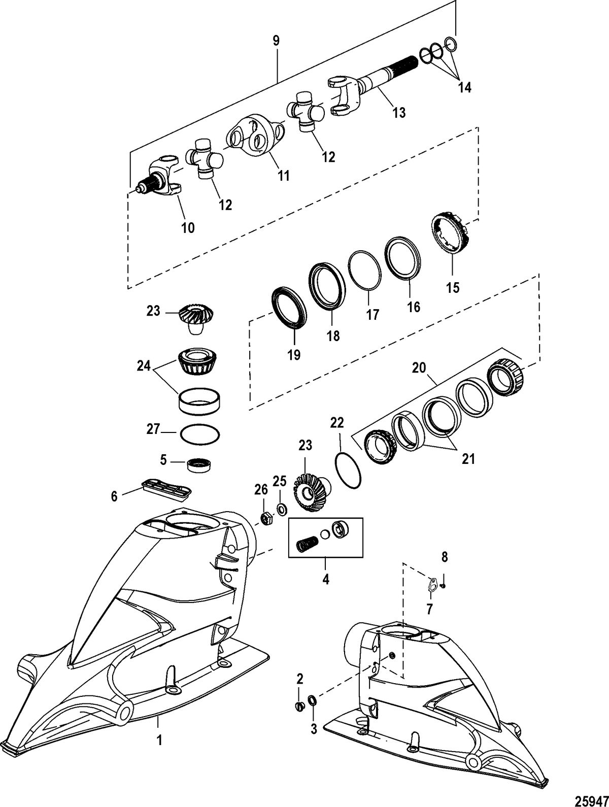 MERCRUISER VAZER Driveshaft Housing and Drive Gears