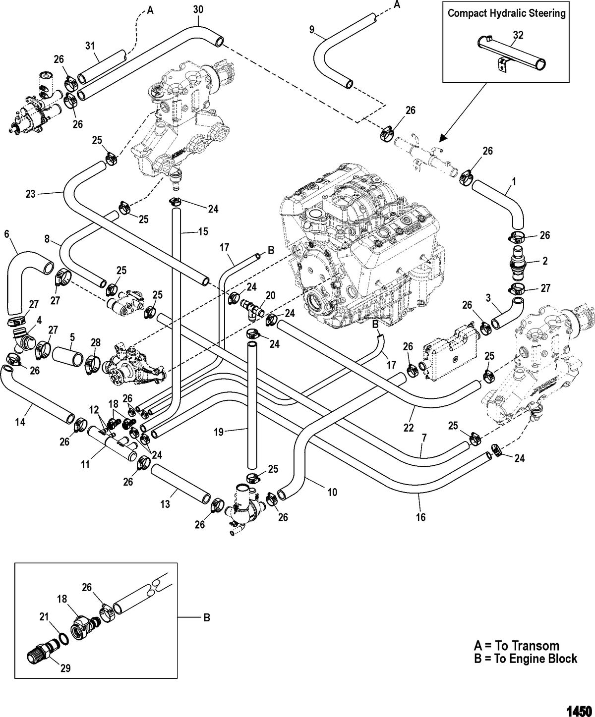 MERCRUISER 4.3L MPI ALPHA/BRAVO( 262 C.I.D. MULTI PORT INJECTION ) Standard Cooling System(Easy Drain)