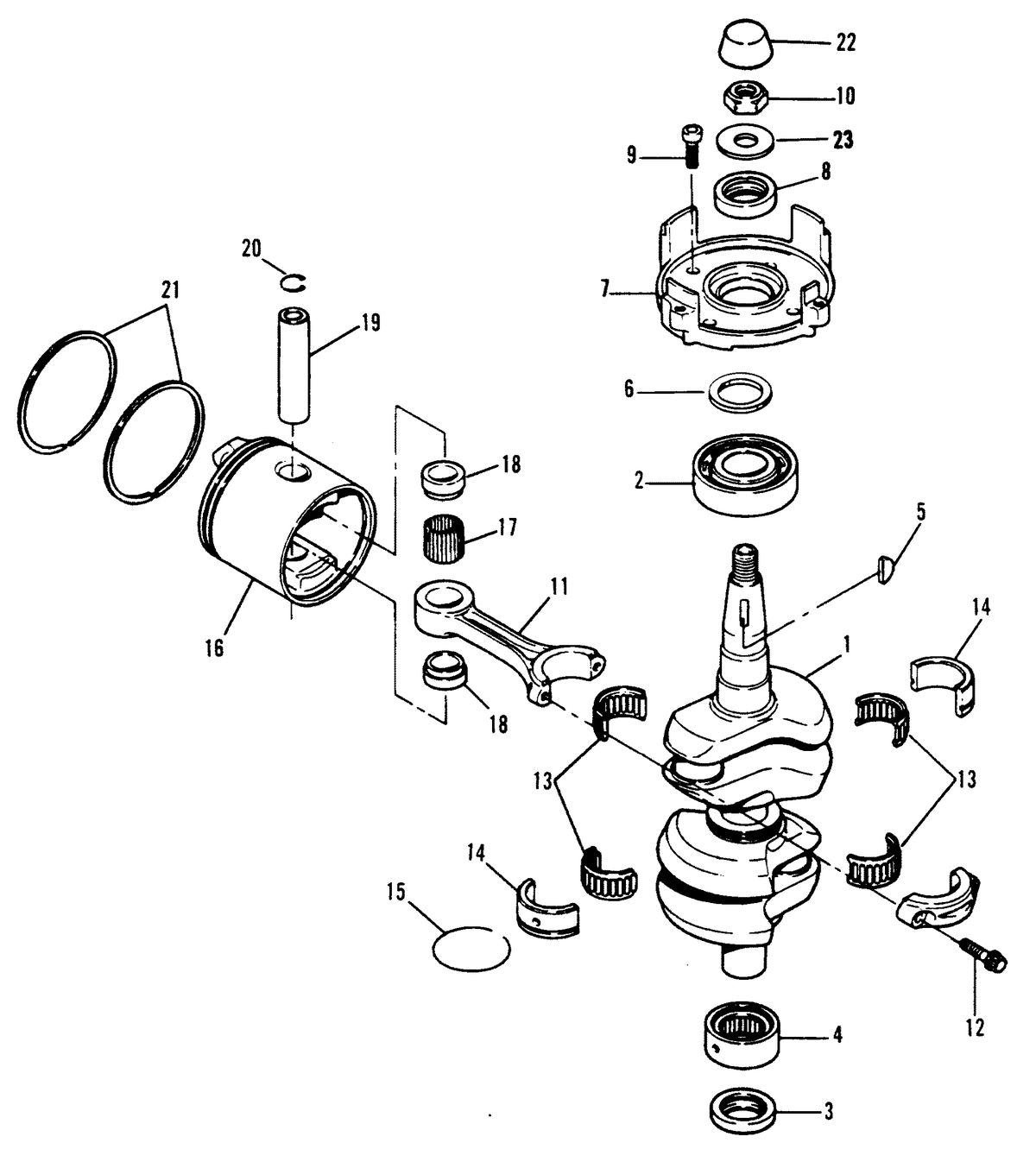 FORCE 40/50 H.P. CRANKSHAFT AND PISTON