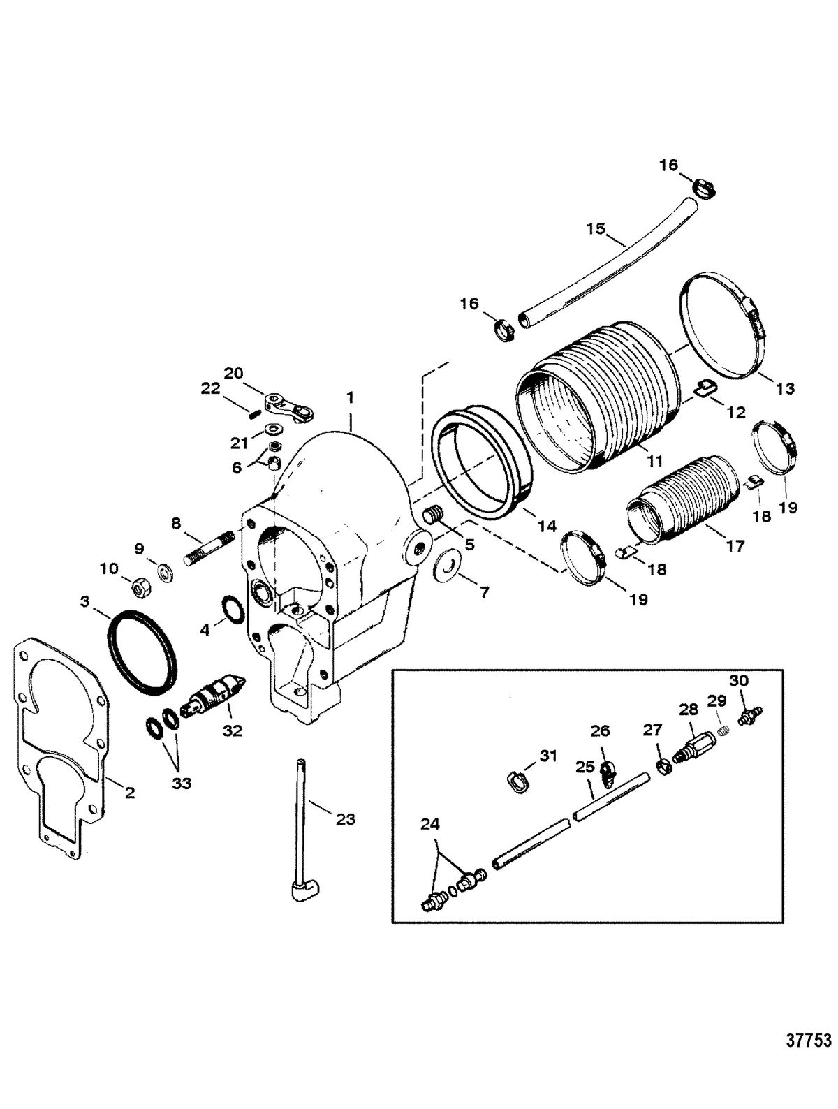 MERCRUISER ALPHA ONE (GEN. II) STERNDRIVE AND TRANSOM ASSEMBLY BELL HOUSING