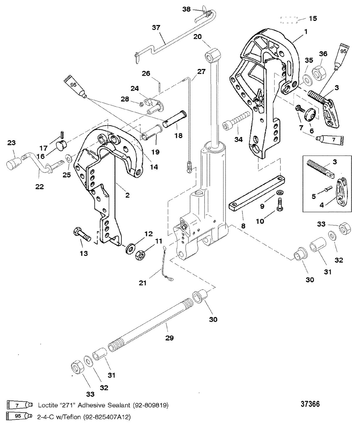 MERCURY/MARINER 30/40 H.P. CLAMP BRACKET(GAS ASSIST TRIM)