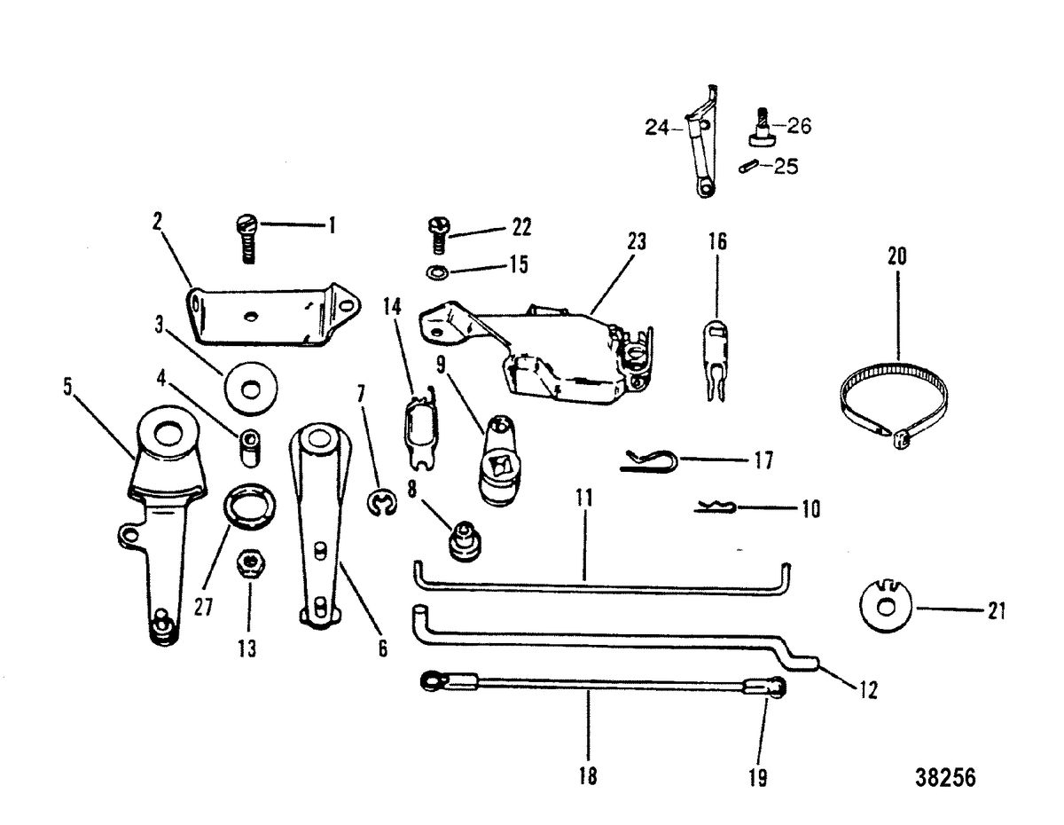MERCURY/MARINER 6/8/9.9/15 HP REMOTE CONTROL ATTACHING COMPONENTS