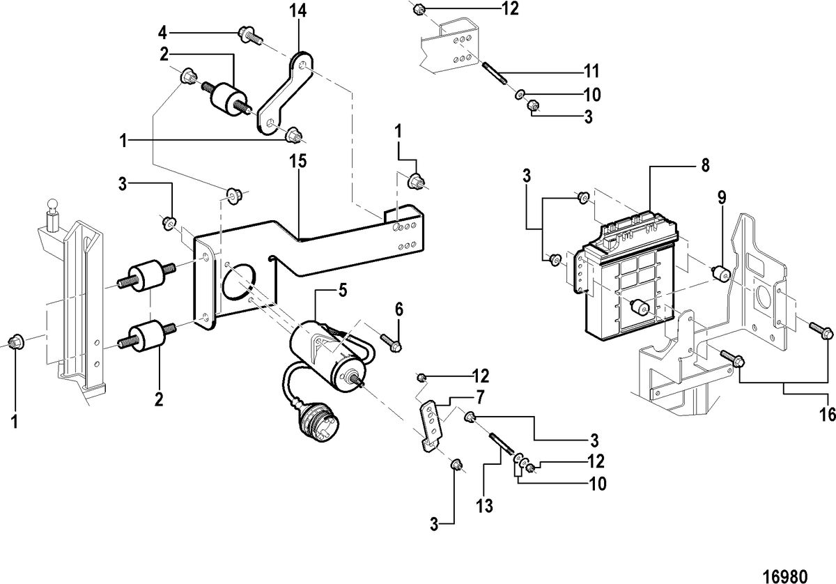 MERCRUISER CUMMINS/MERCRUISER 4.2 UNIFICATION Control Unit and Bracket(New Design For ECM Location)