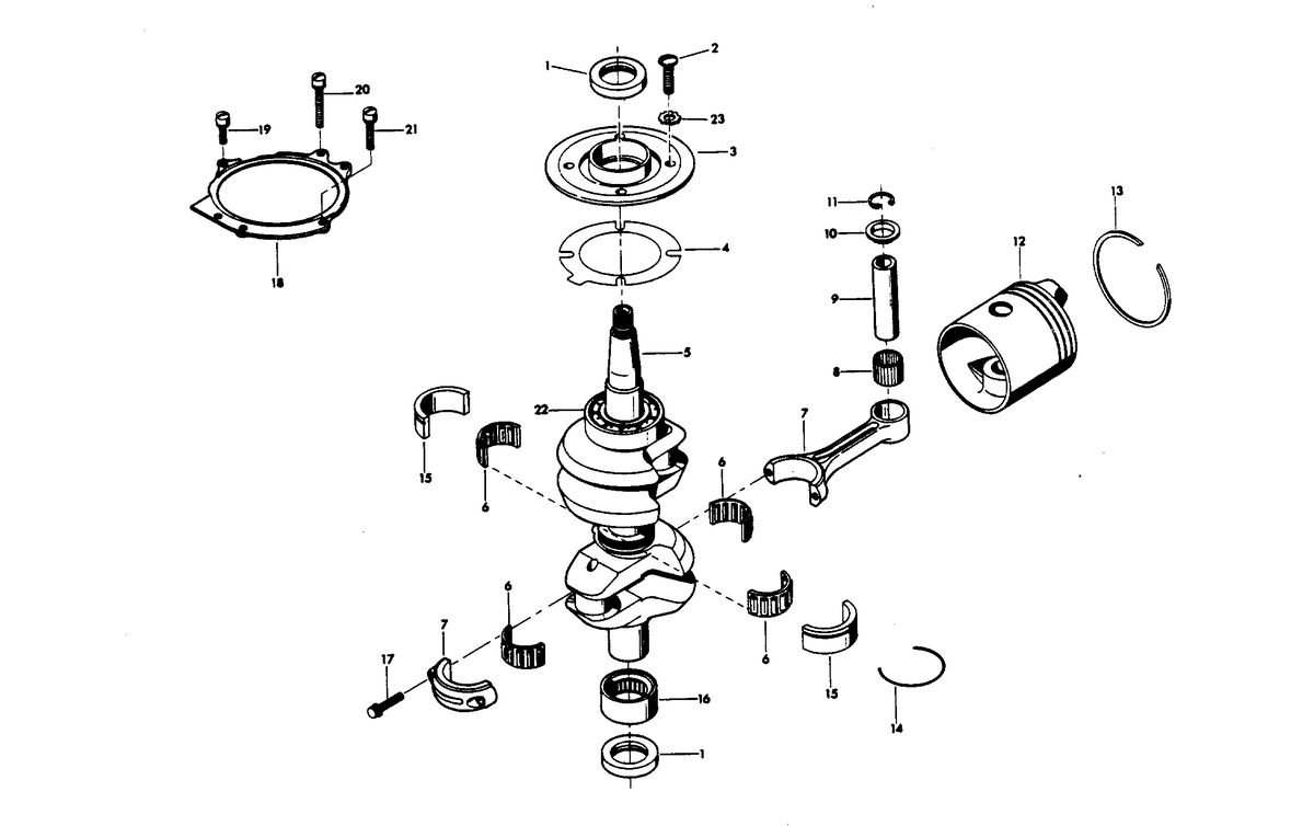 CHRYSLER 35 H.P. CRANKSHAFT AND PISTON GROUP