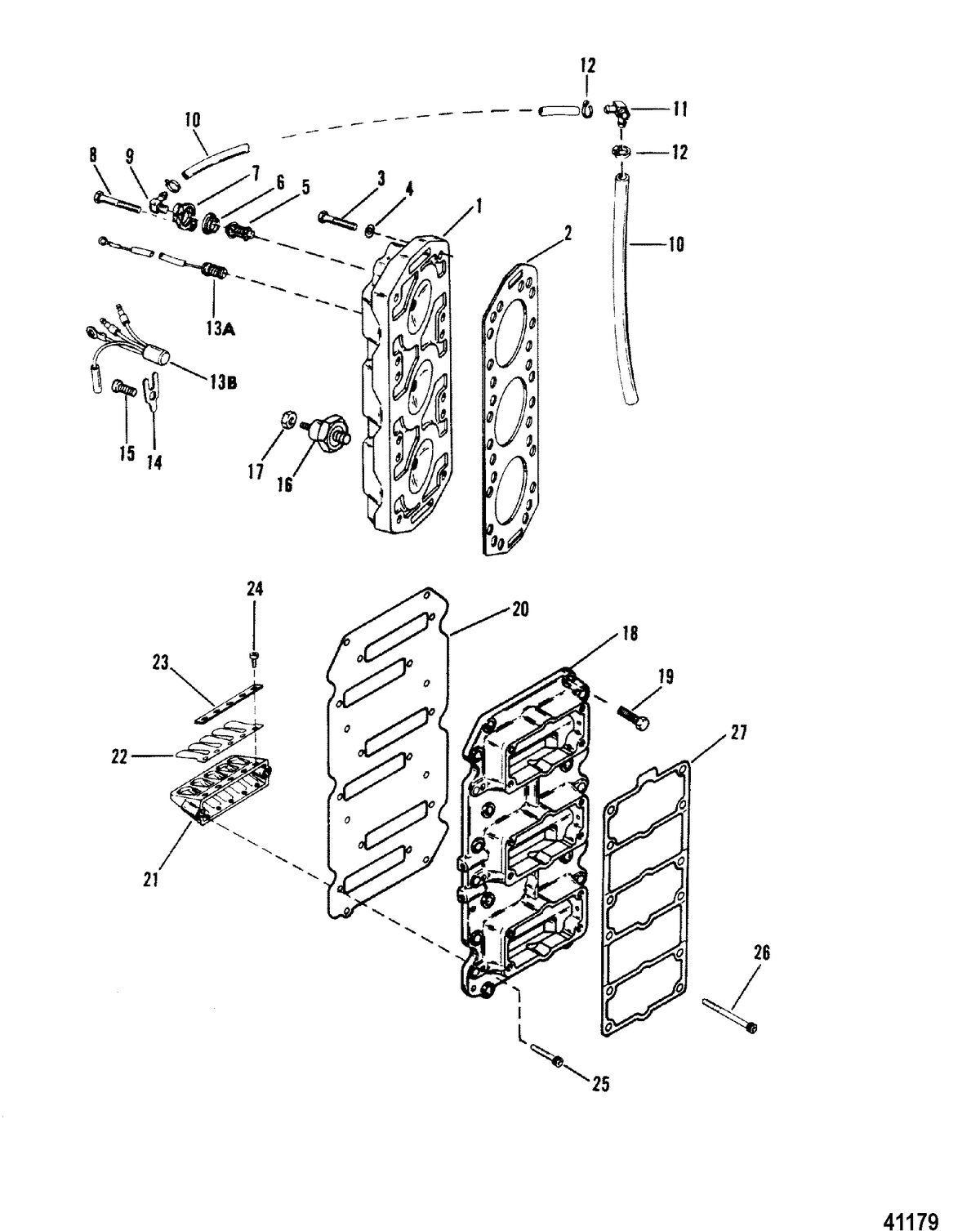 MERCURY/MARINER 220 H.P. (V-6) REED BLOCK AND CYLINDER HEAD