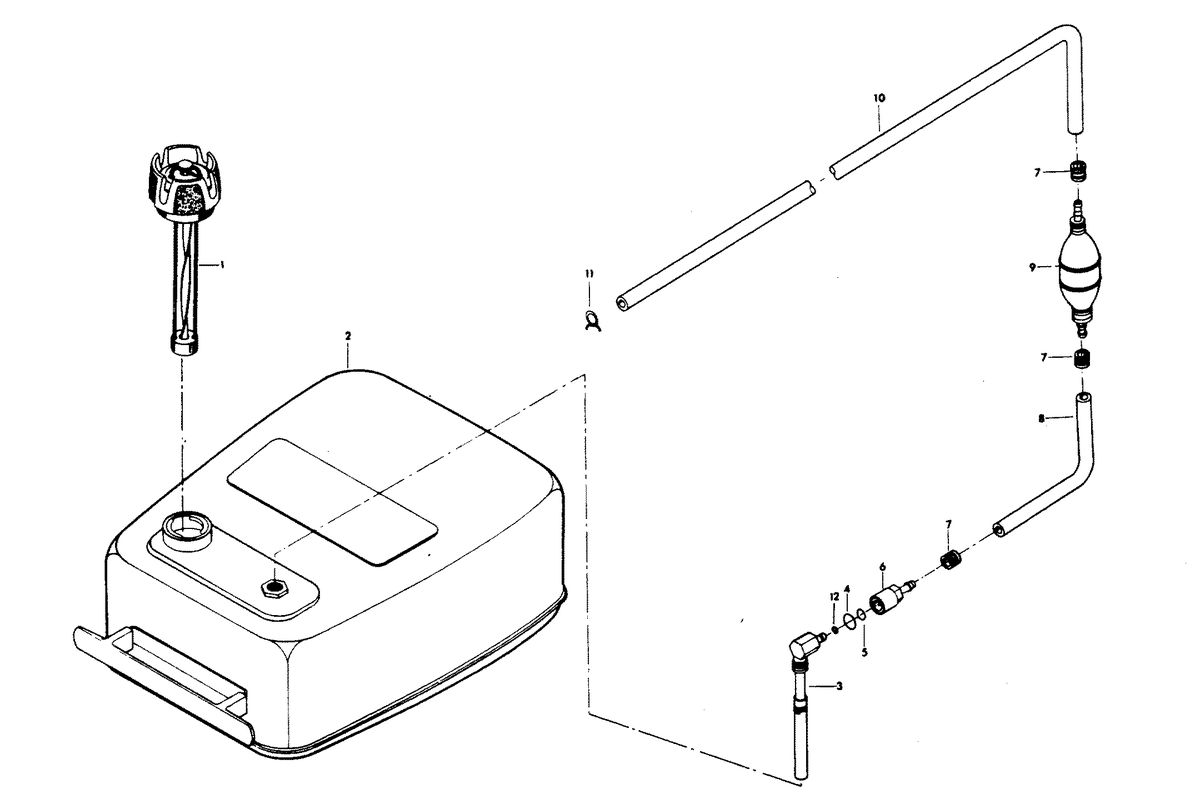 CHRYSLER 75 H.P. FUEL TANK AND LINE