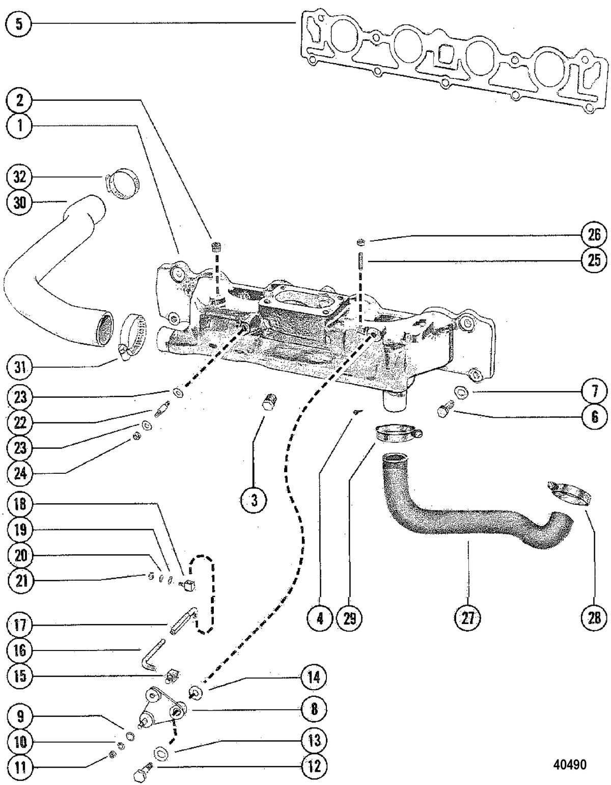 MERCRUISER 470 ENGINE Intake Manifold and Linkage