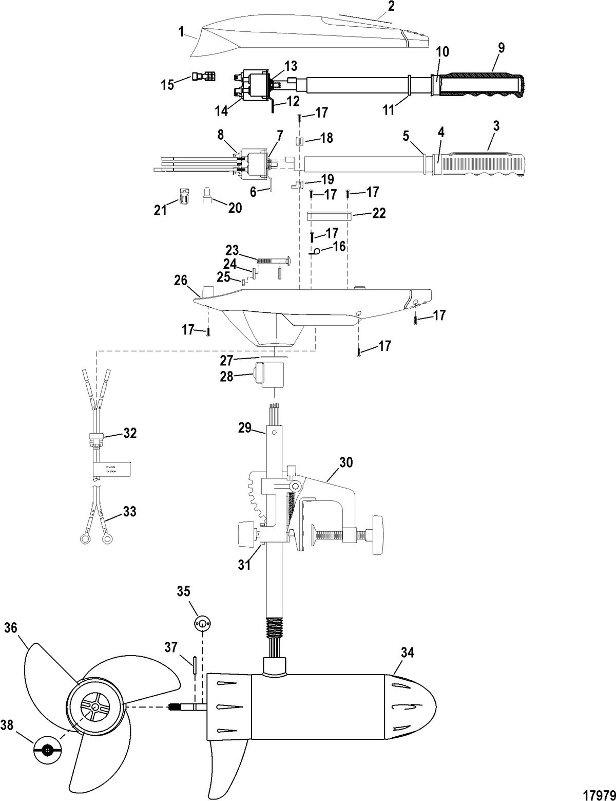 TROLLING MOTOR MOTORGUIDE FRESH WATER SERIES Complete Trolling Motor(Model FW46HT) (12 Volt)