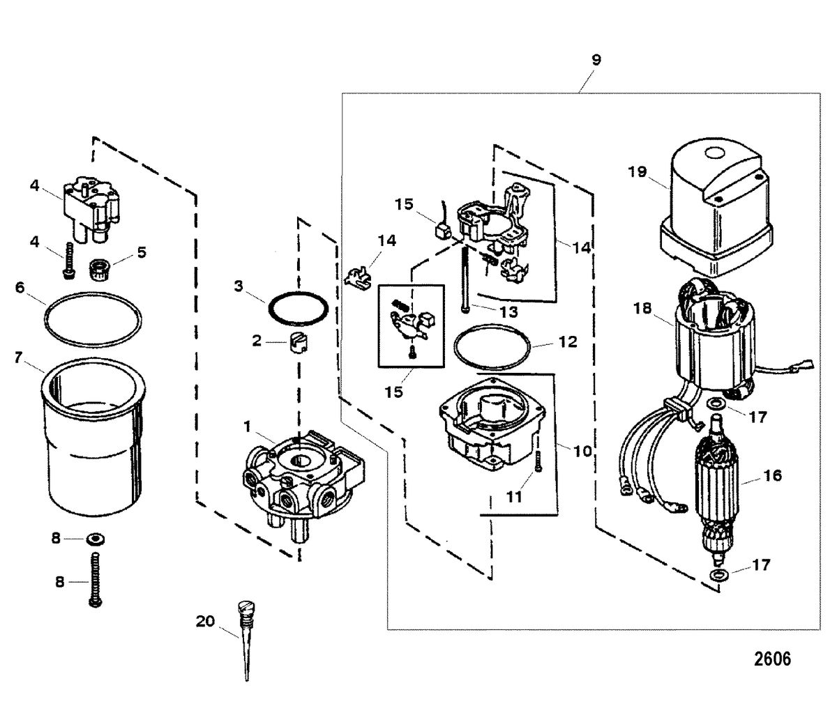 ACCESSORIES TRIM / TILT / LIFT SYSTEMS AND COMPONENTS Pump/Motor, Metal Reservoir(Design I - 846170A 1)