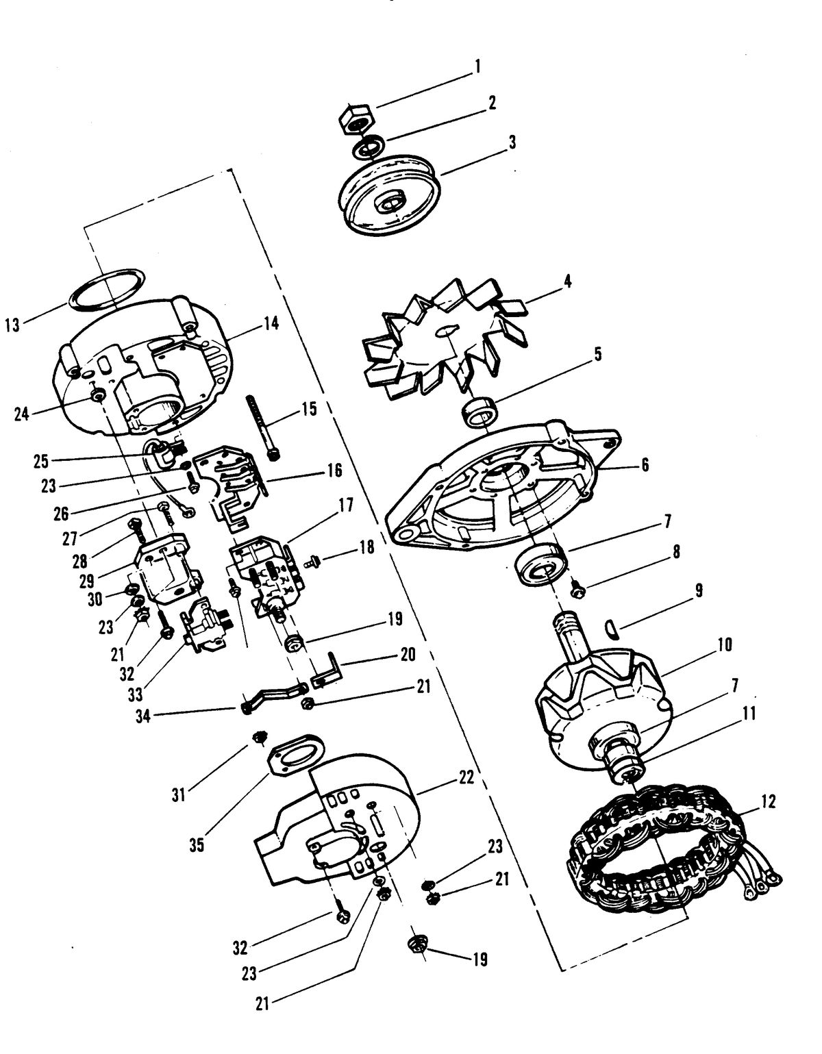 MERCRUISER 575 H.P. ENGINE (CARD 54) ALTERNATOR (MOTOROLA #8EM2003KA)