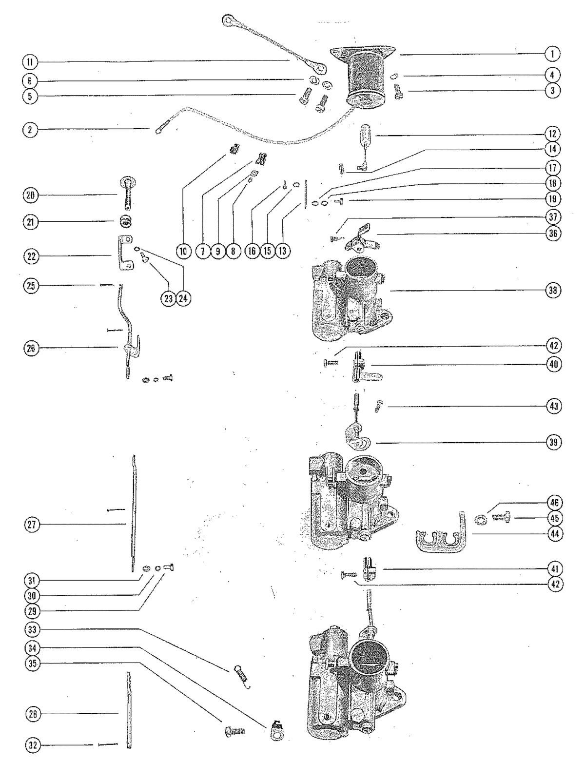 MERCURY MERC 700 CARBURETOR LINKAGE AND CHOKE SOLENOID