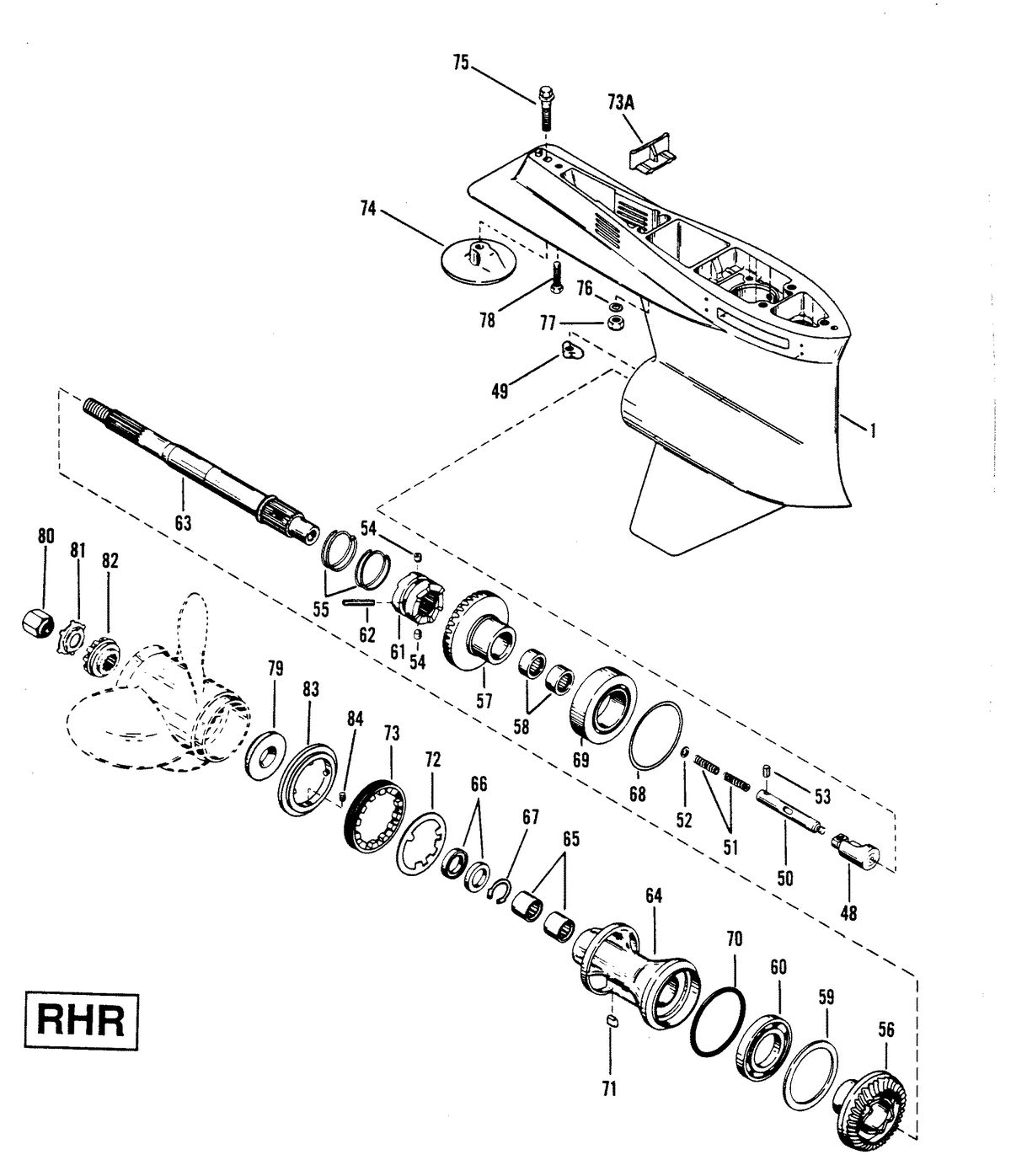 RACE OUTBOARD 2.5L EFI 2.5L EFI OFFSHORE GEAR HOUSING (PROPELLER SHAFT)RHR 2-HOLE WATER PICK-UP
