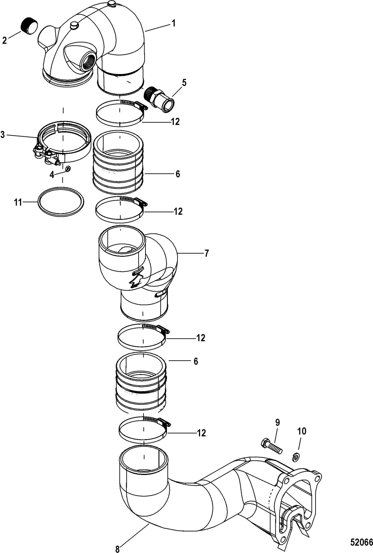 MERCRUISER D1.7L DTI STERNDRIVE (ALPHA) EXHAUST COMPONENTS