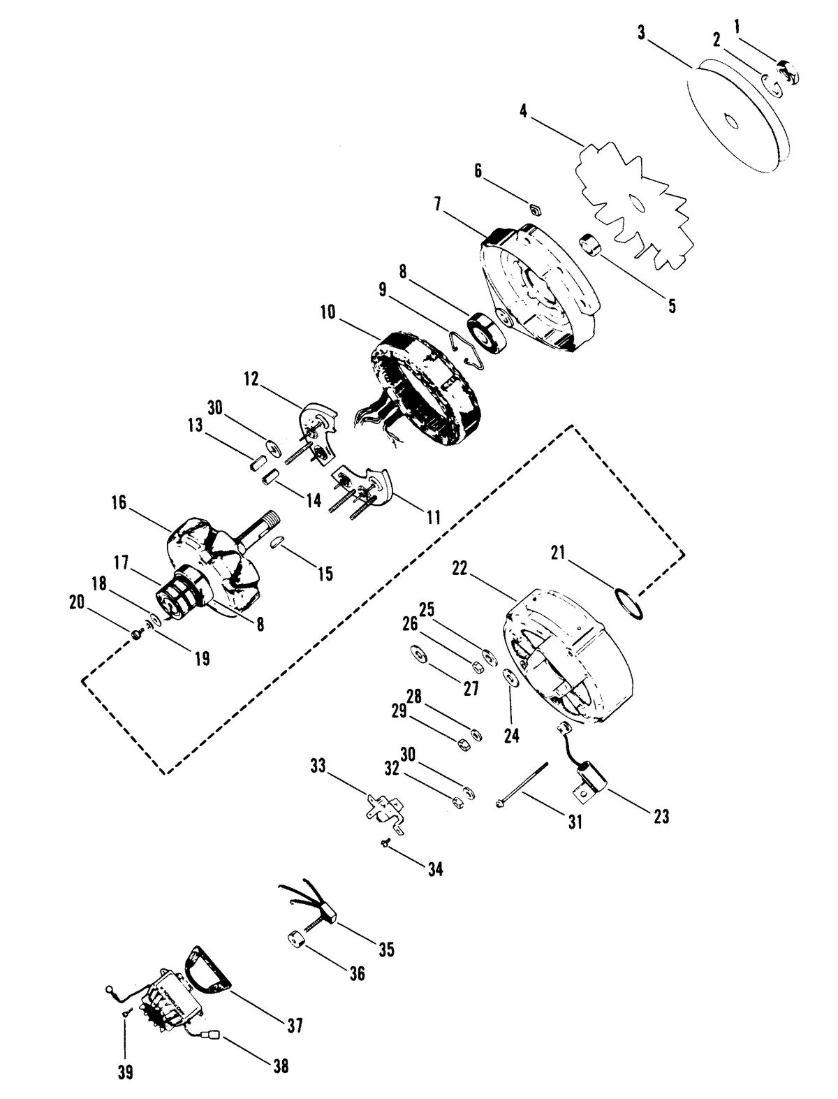 MERCRUISER 370 H.P. TRS ENGINE (CARD 37) ALTERNATOR (55 AMP)