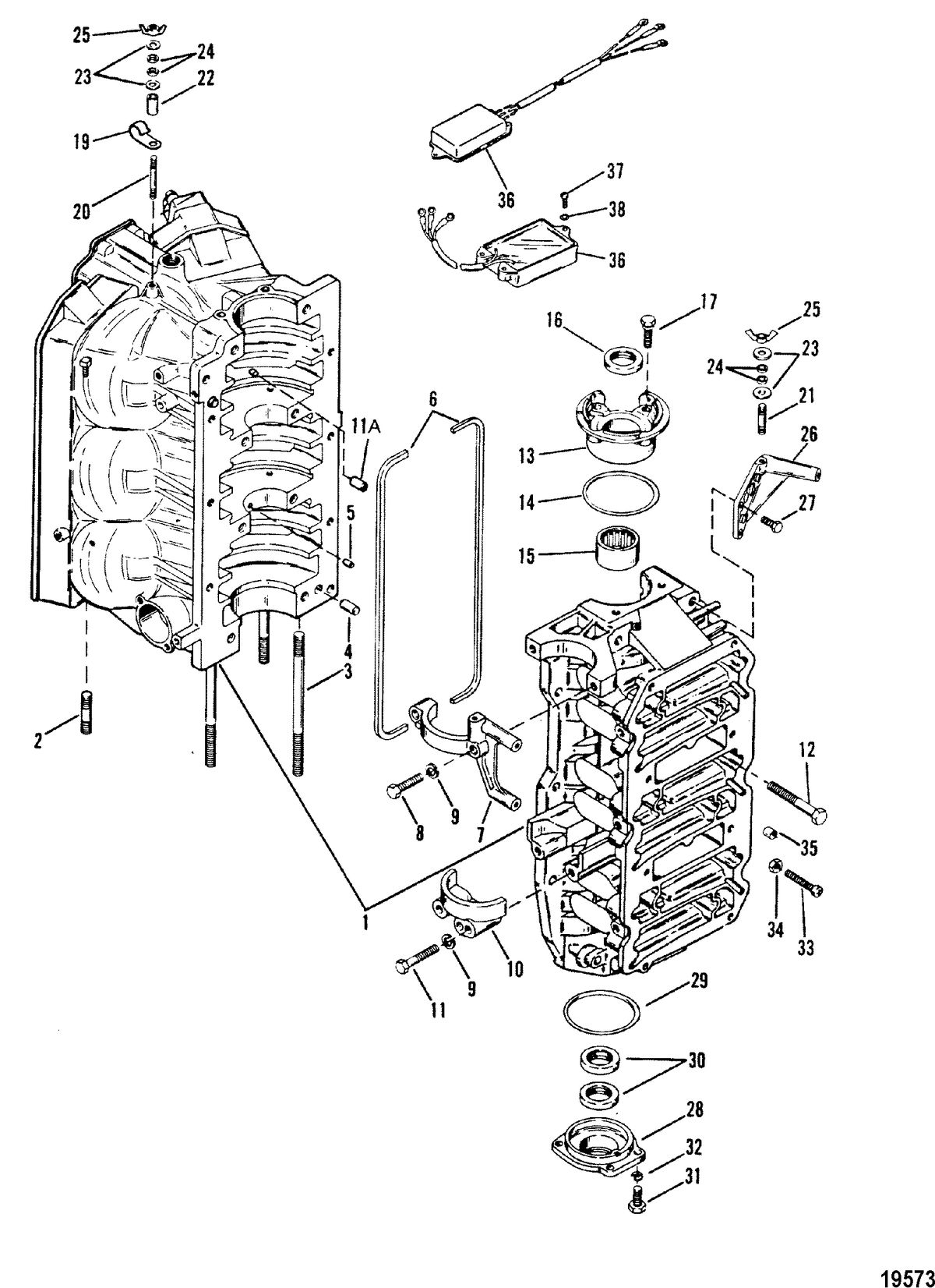 MERCURY/MARINER 135 / 150 / 175 200(2.5L) XR4/MAGNUM II Cylinder Block and End Caps
