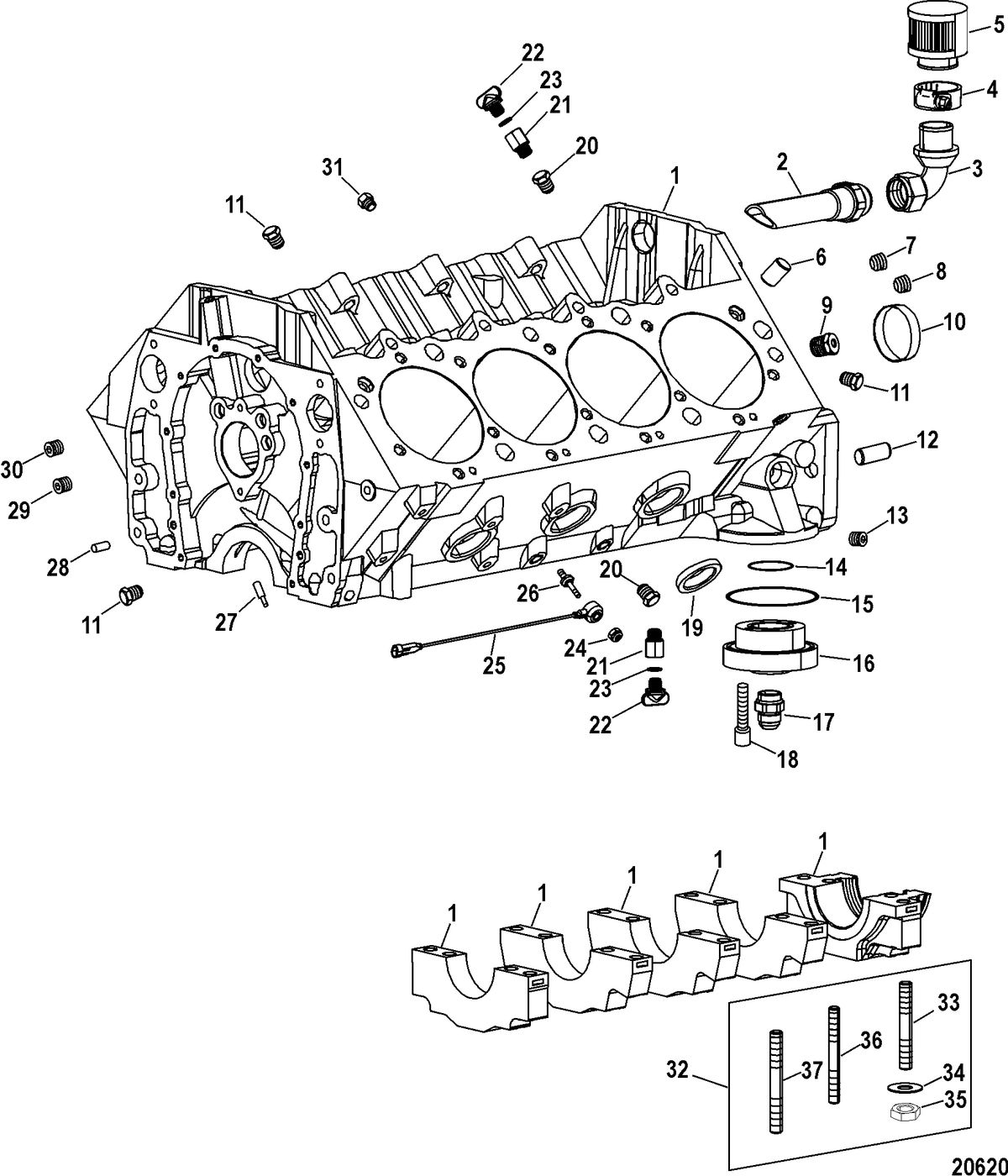 RACE STERNDRIVE 850 SCI Engine Components(Cylinder Block)