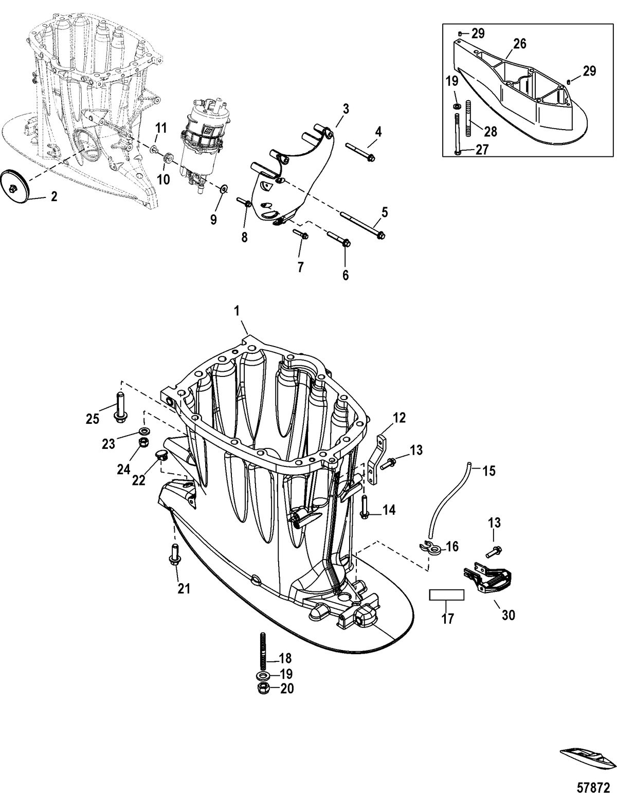 MERCURY/MARINER 200/225/250/275/300  VERADO (4-STROKE)(6 CYLINDER) Driveshaft Housing