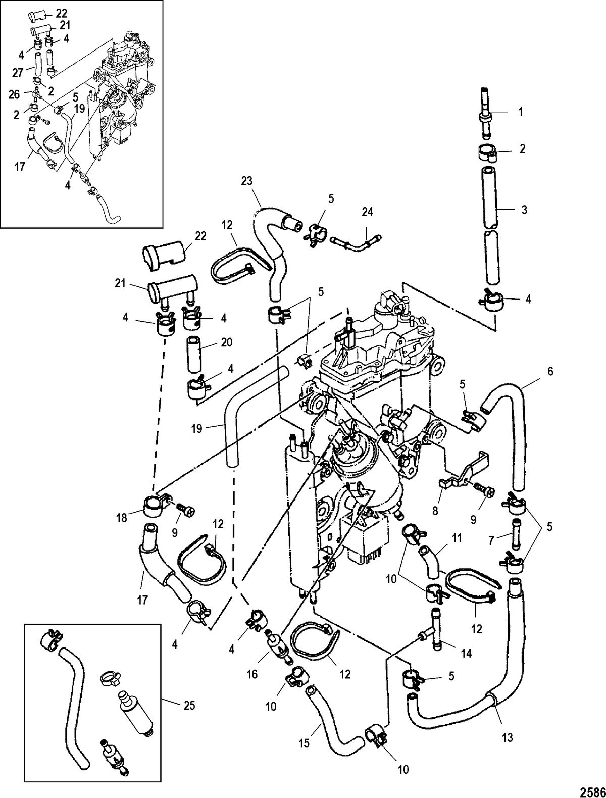 MERCURY/MARINER 225 EFI 4-STROKE Vapor Separator Hose Routing