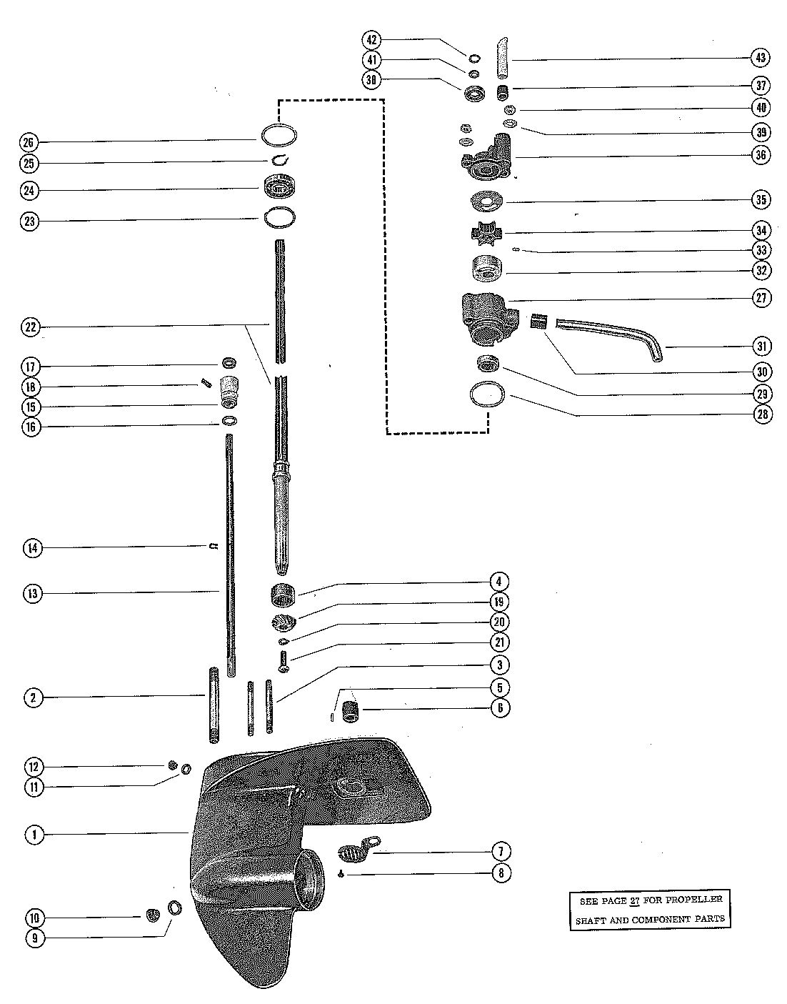 MERCURY MERC 40 GEAR HOUSING ASSEMBLY, COMPLETE (PAGE 1)