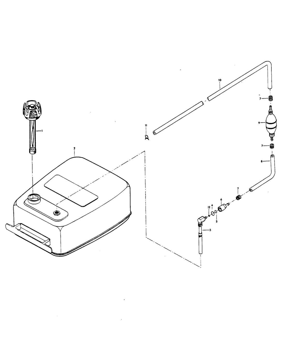 CHRYSLER 85 H.P. FUEL TANK AND LINE