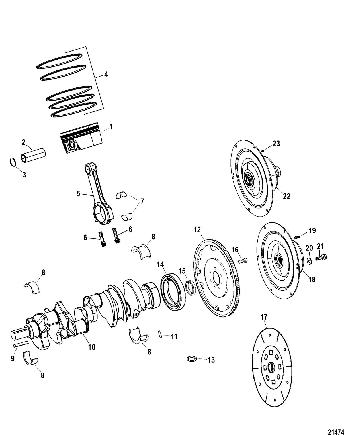 RACE STERNDRIVE 600 SCI Engine Components(Crankshaft / Piston / Connecting Rods)