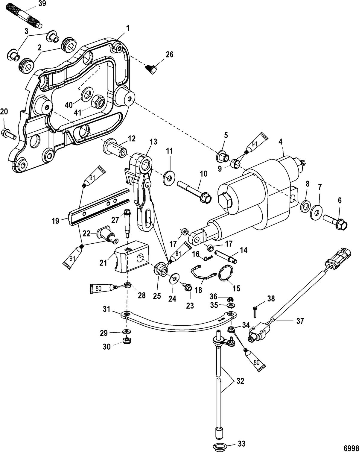MERCURY/MARINER 135/150/175 4-STROKE Shift Components(Serial Number 1B290522 and Below)