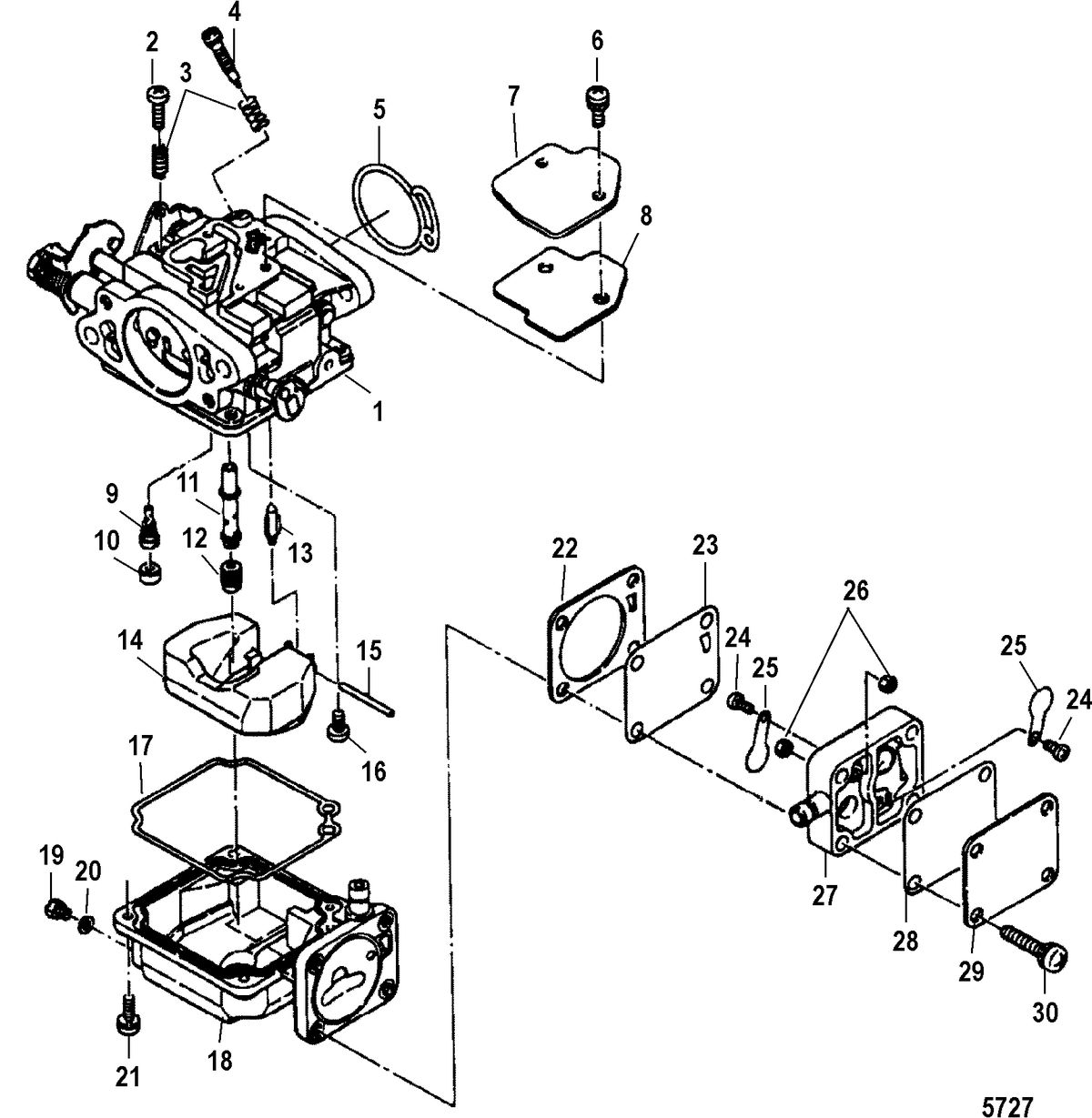 MERCURY/MARINER 15/18 HP (2 CYLINDER) INTERNATIONAL Carburetor