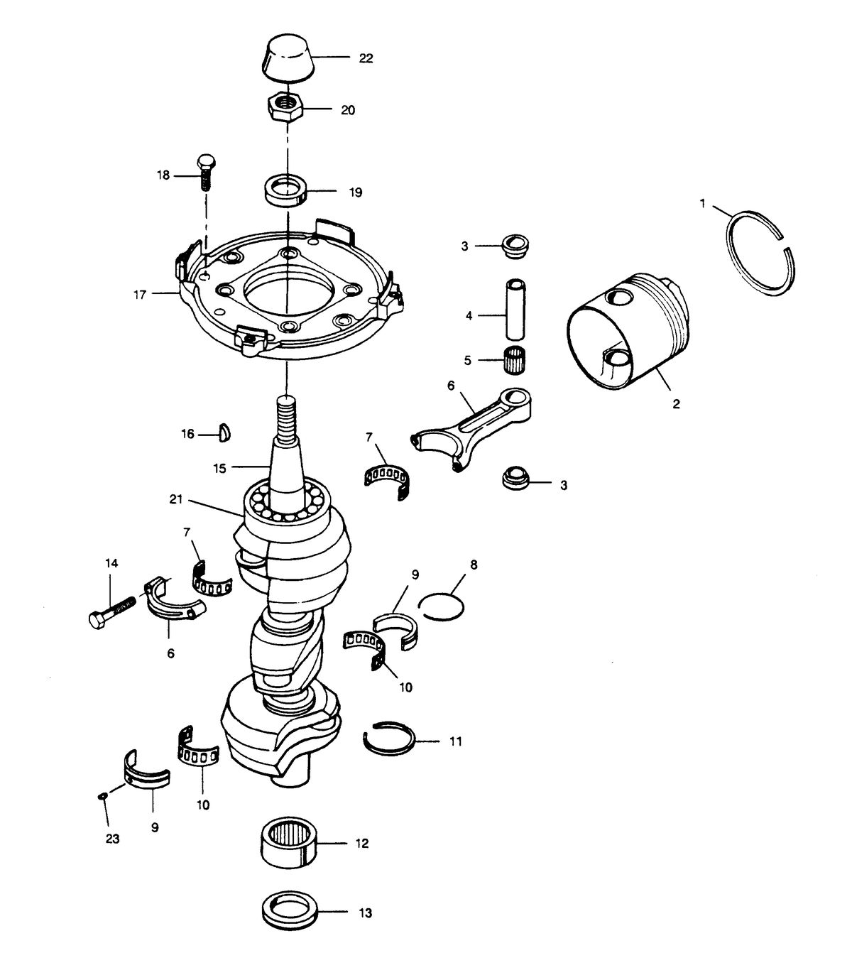 FORCE FORCE 1990 90 H.P. "B" MODELS CRANKSHAFT AND PISTON